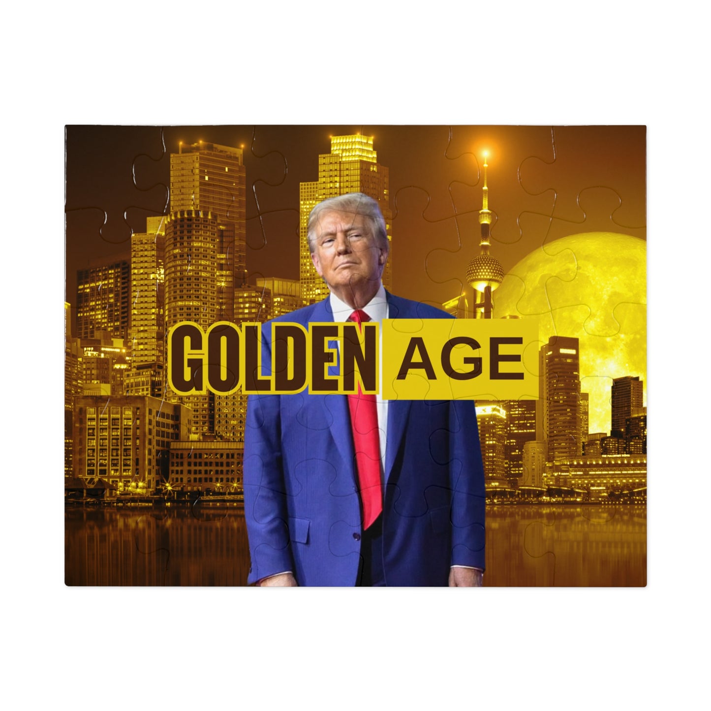 Trump's Golden Age Jigsaw Puzzle with Tin