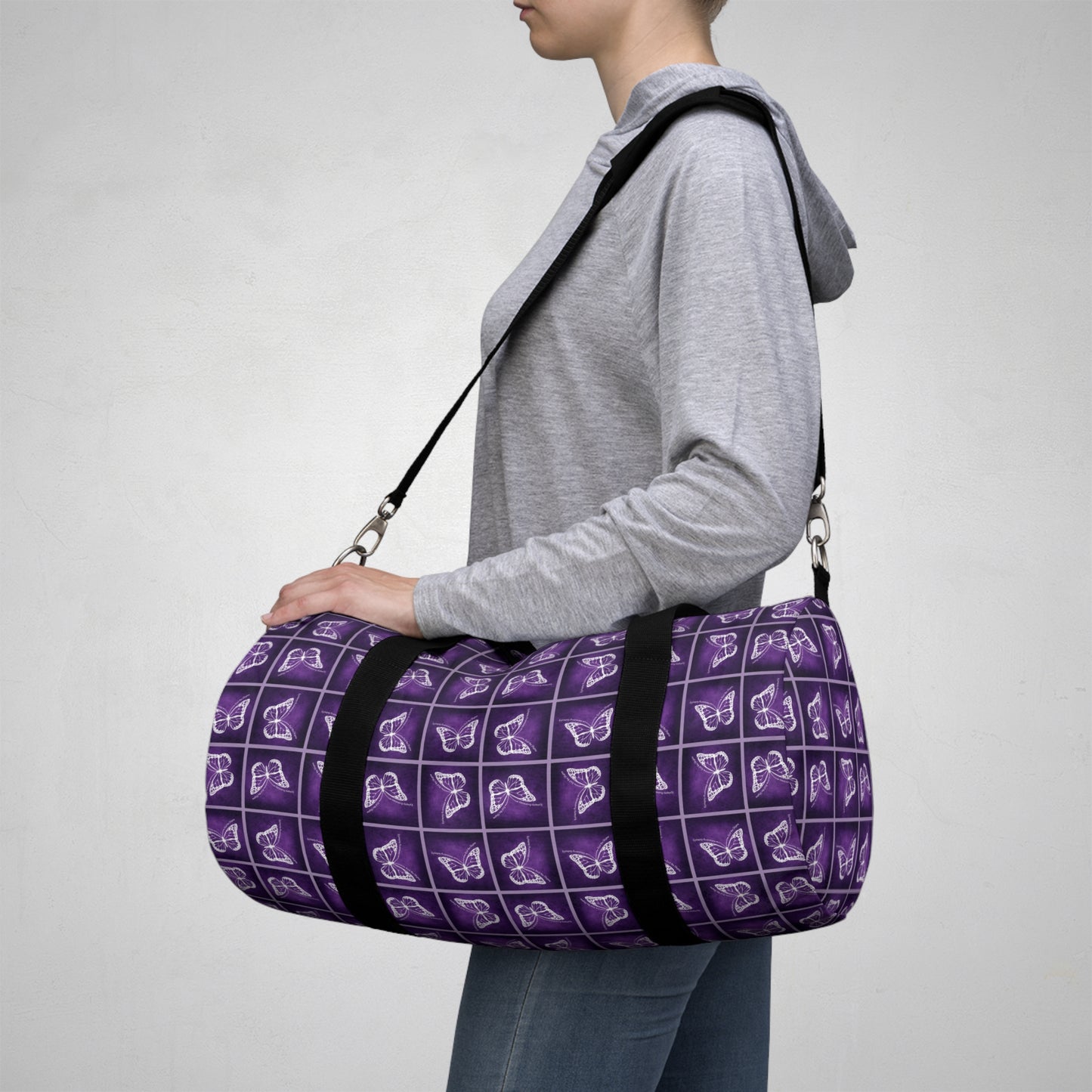 Purple Butterfly Pattern Duffel Bag