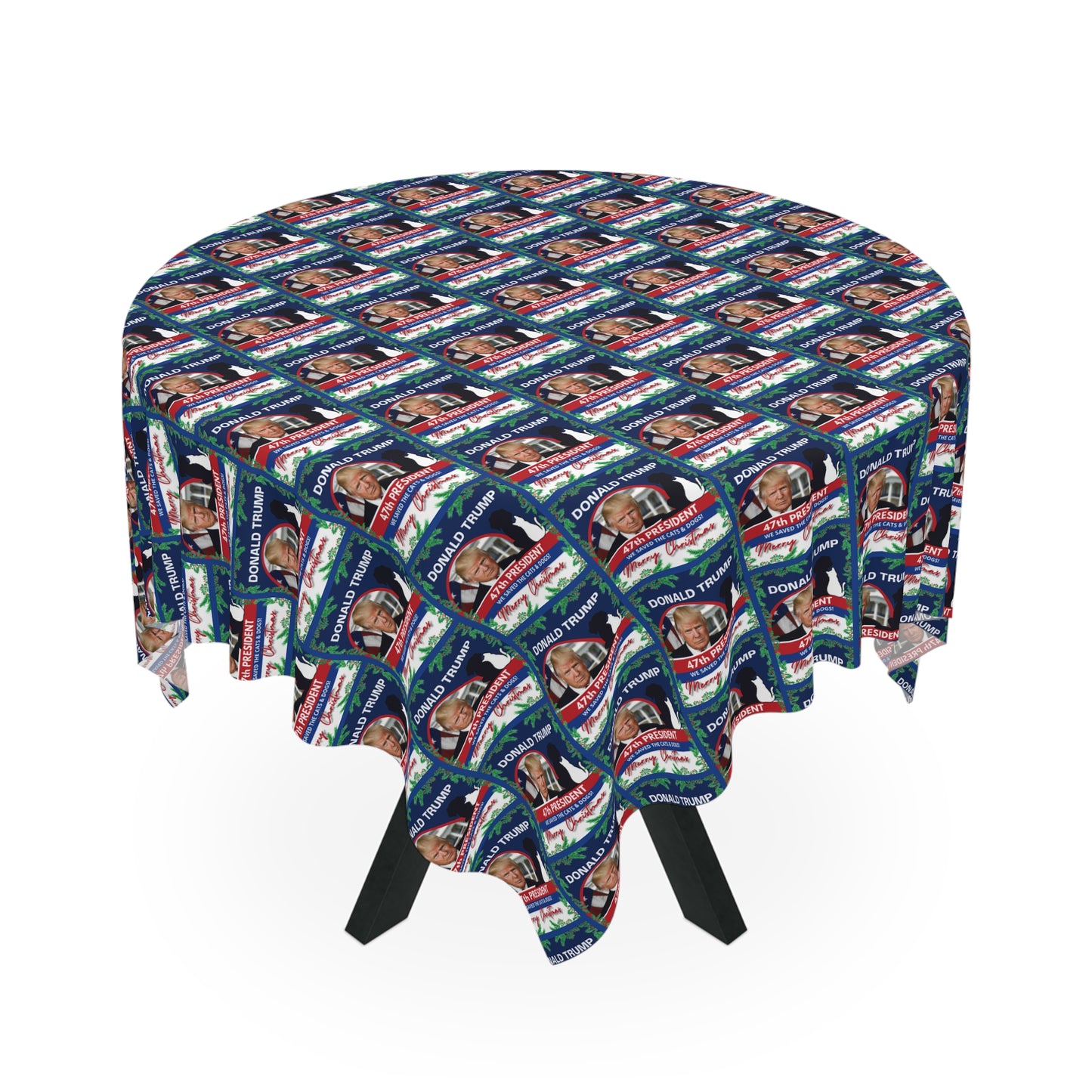 Donald Trump 47th President Christmas Tablecloth