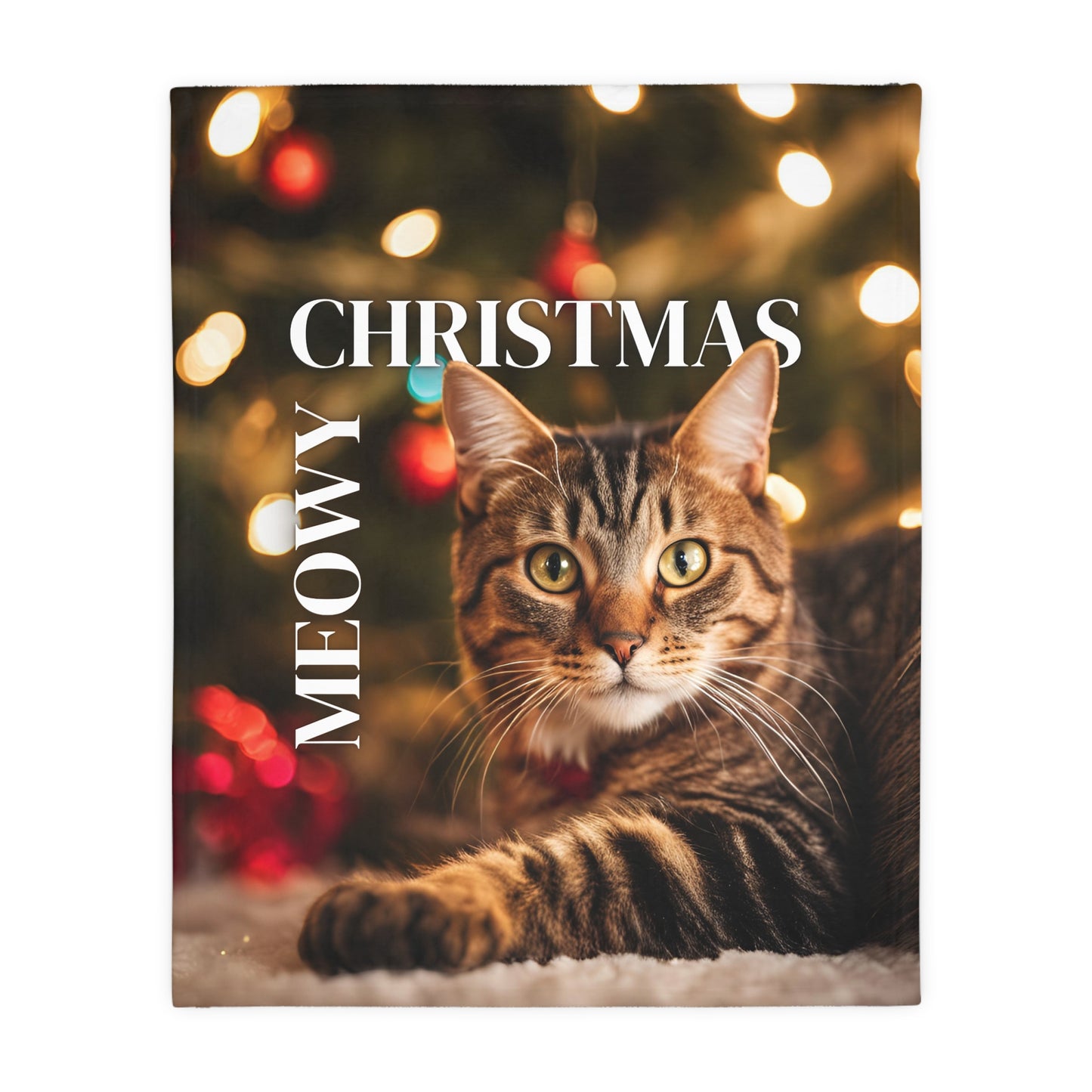 Meowy Christmas Velveteen Microfiber Blanket (Two-sided print)