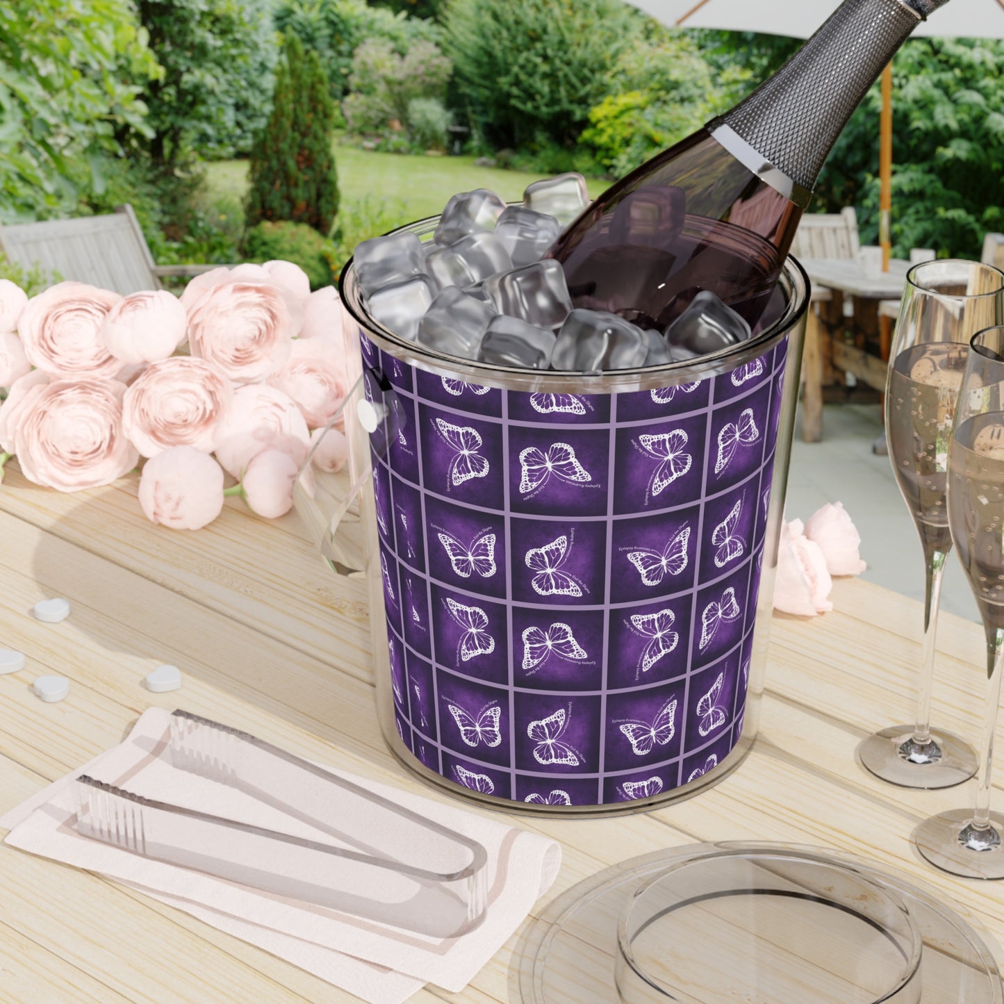 Elegant Butterfly Ice Bucket with Tongs - Perfect for Parties and Celebrations