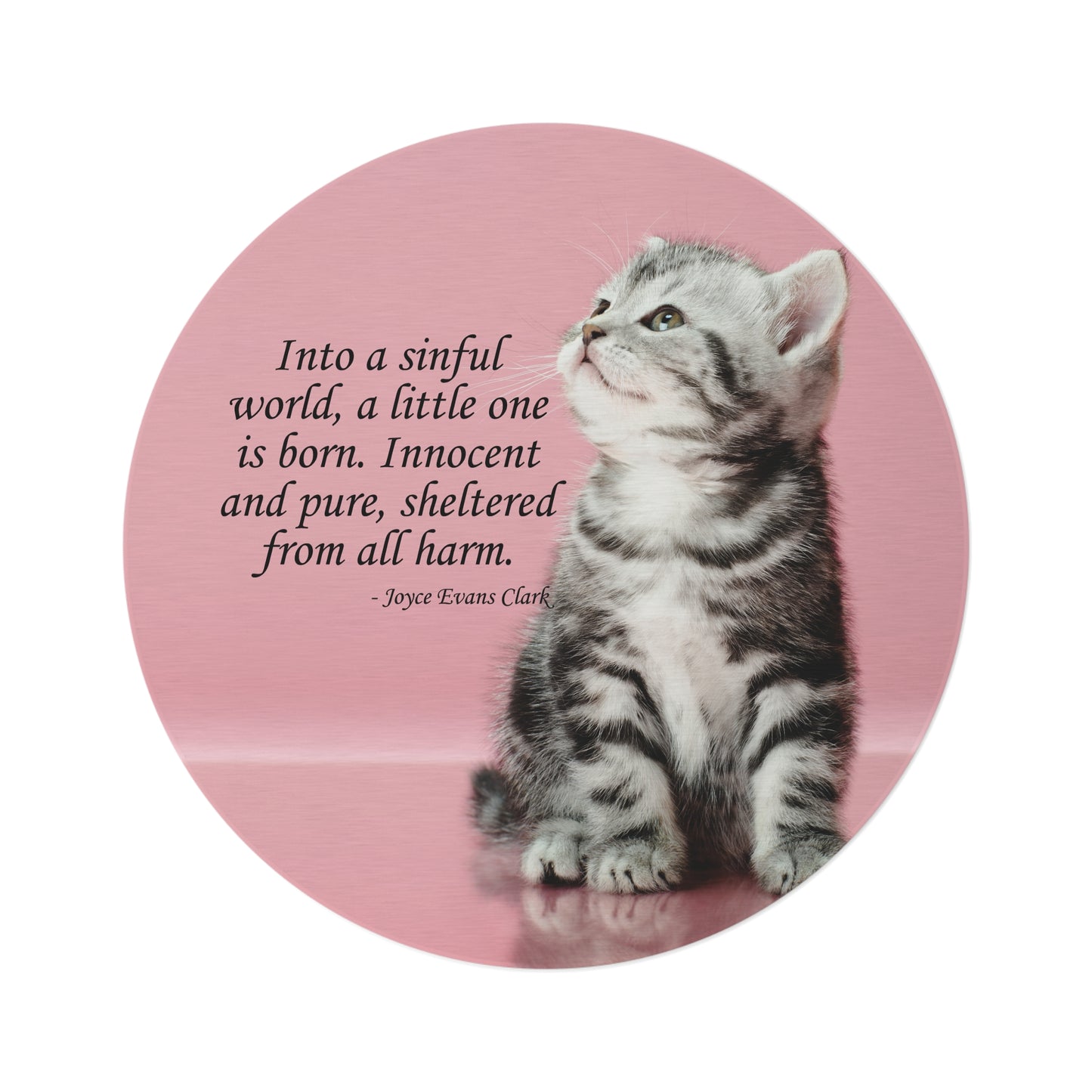 Pink Kitty Poetry Round Rug for Cat Lovers