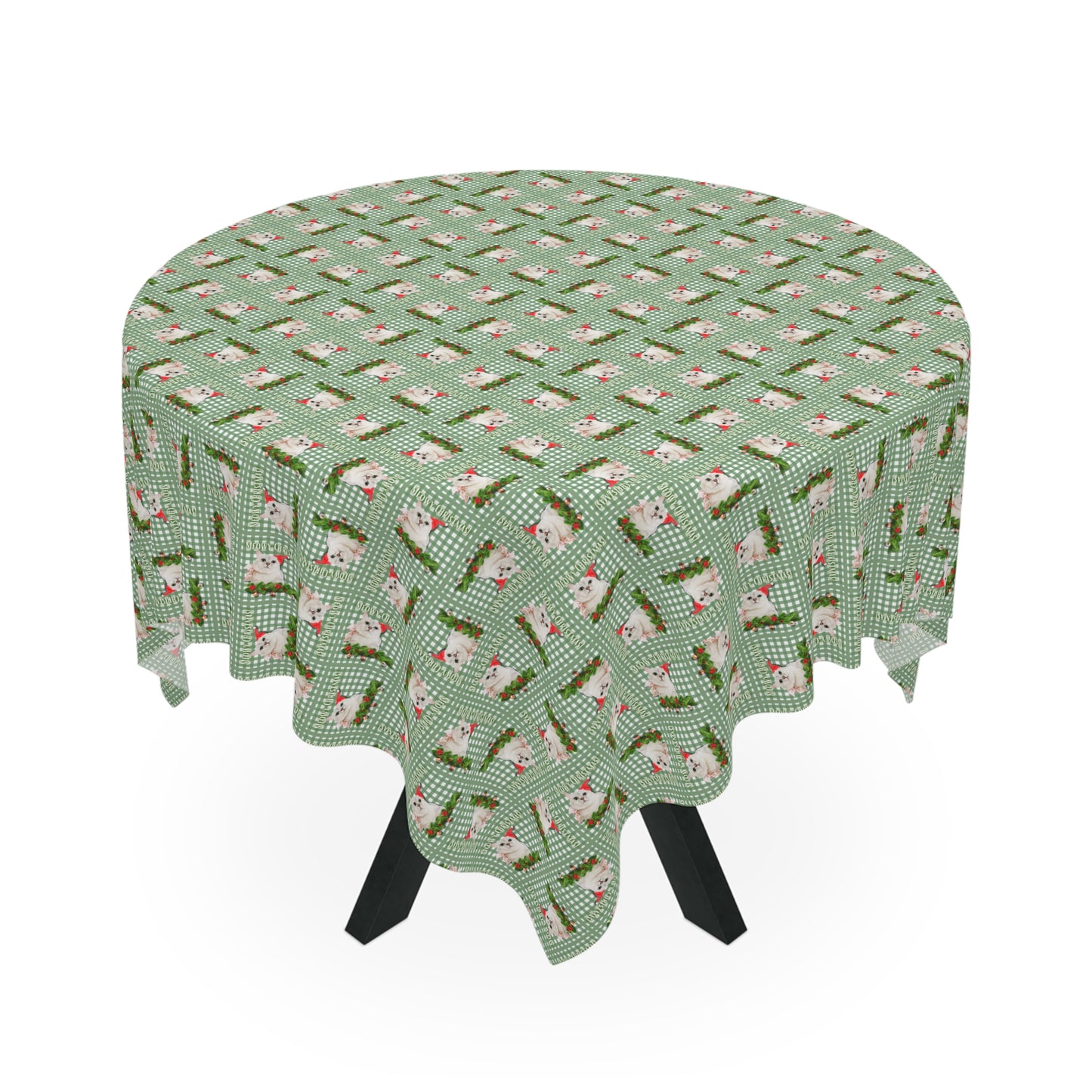 Meowy Gingham Christmas Tablecloth