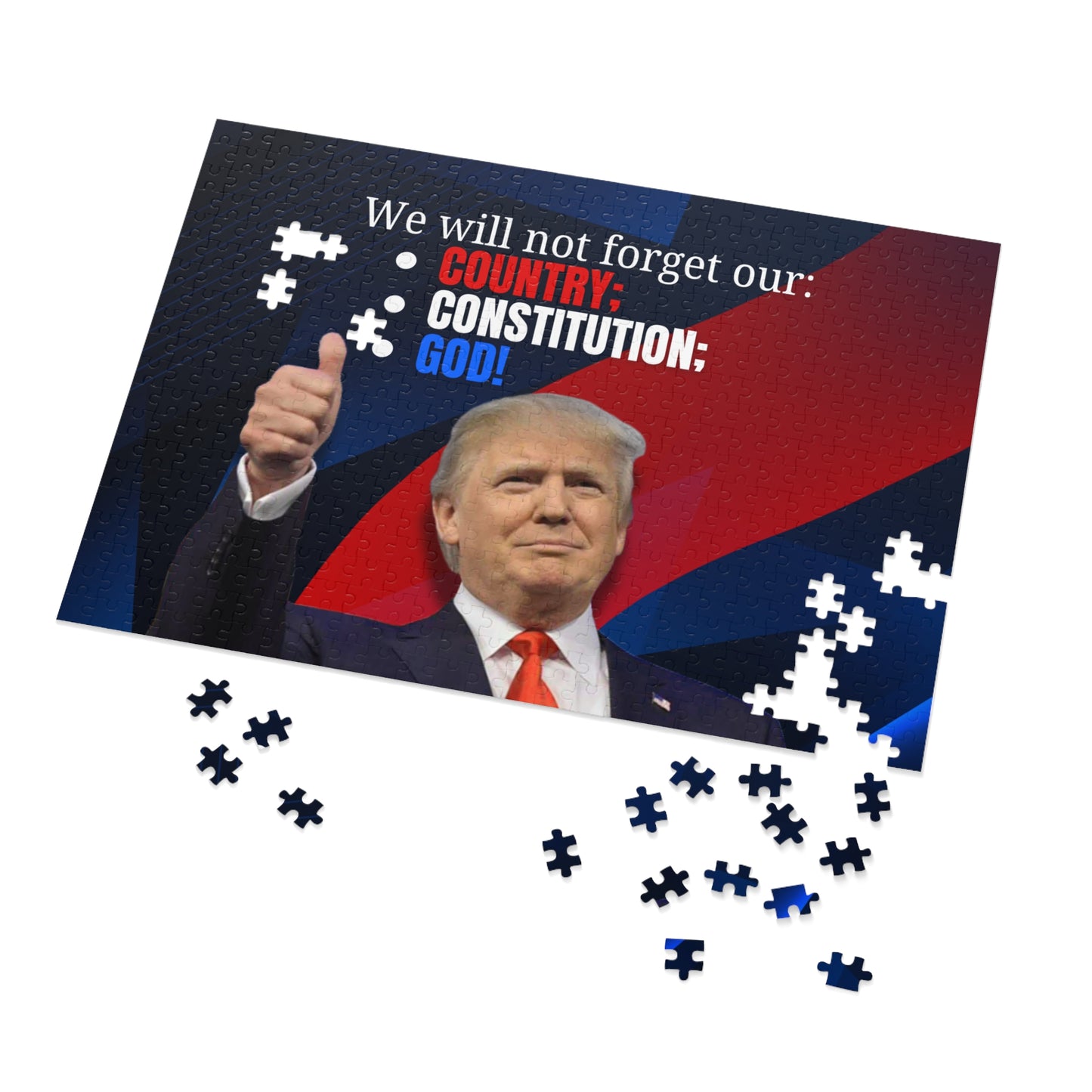 Donald Trump Jigsaw Puzzle with Tin