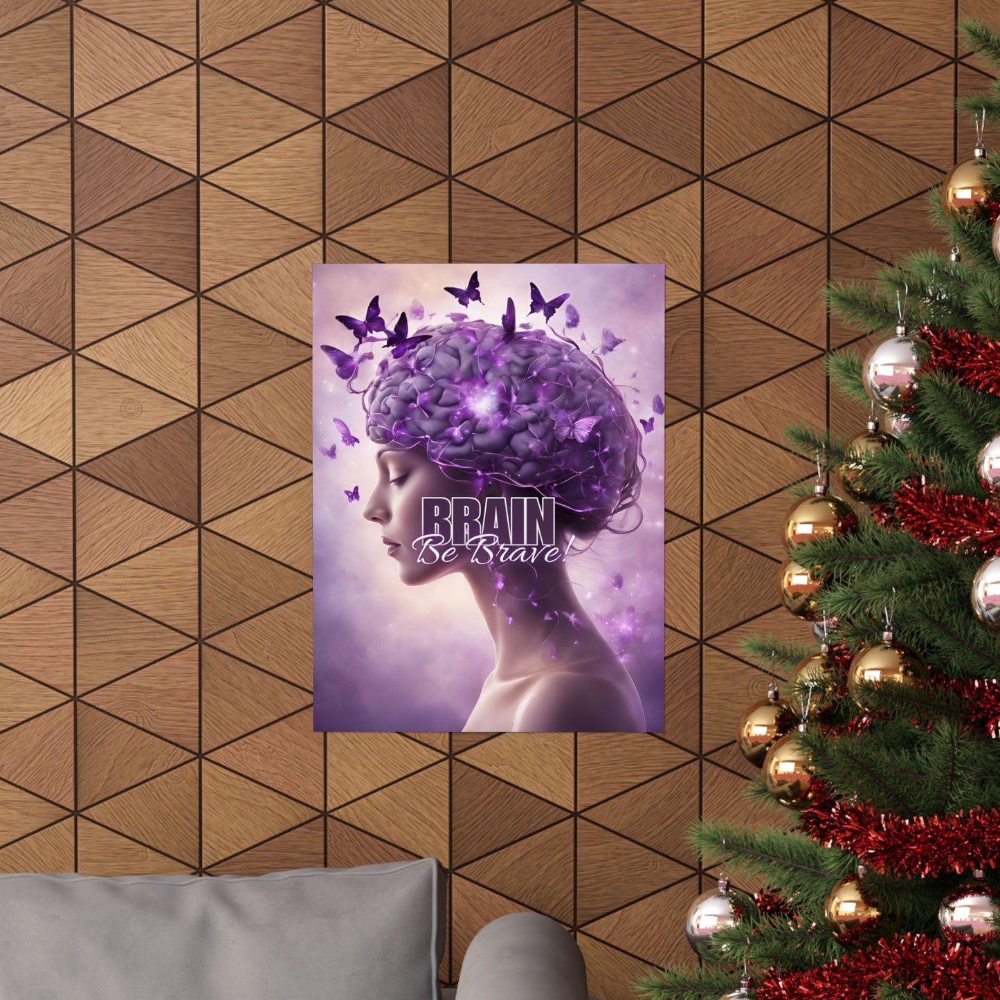 Purple Brain Be Brave Matte Vertical Posters