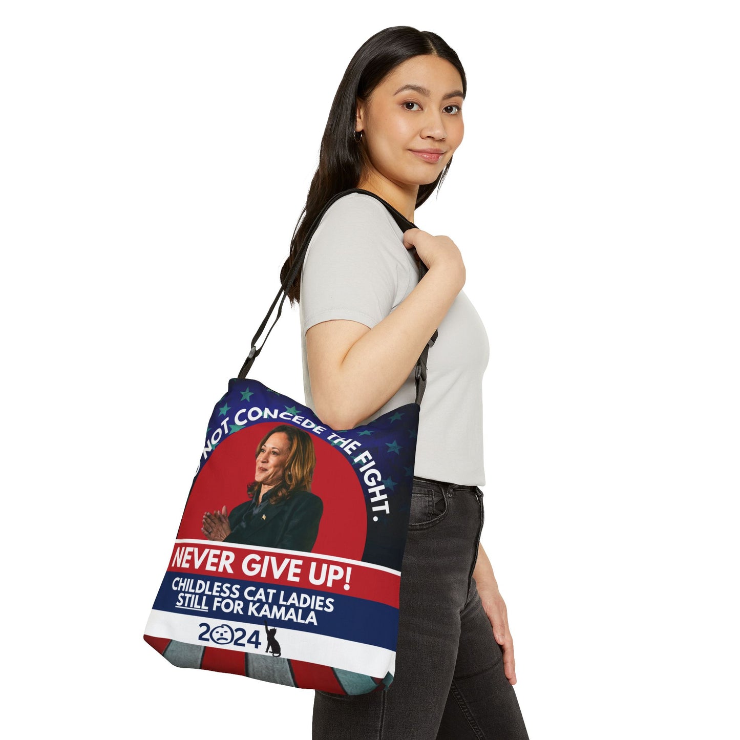 Never Give Up - Kamala Adjustable Tote Bag