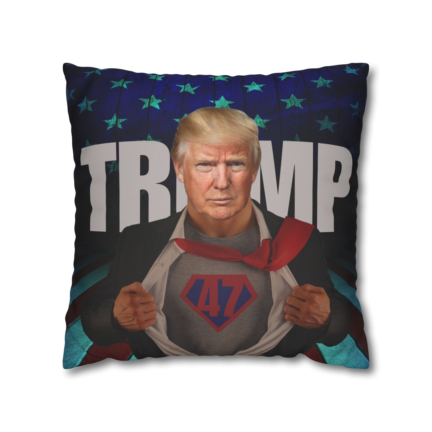 Trump Superhero Faux Suede Pillowcase - Patriotic Home Decor