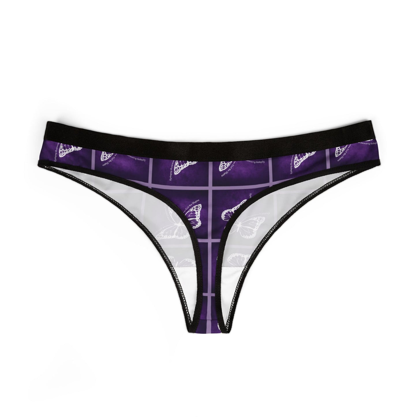 Purple Butterfly Print Women's Thongs - Epilepsy Awareness