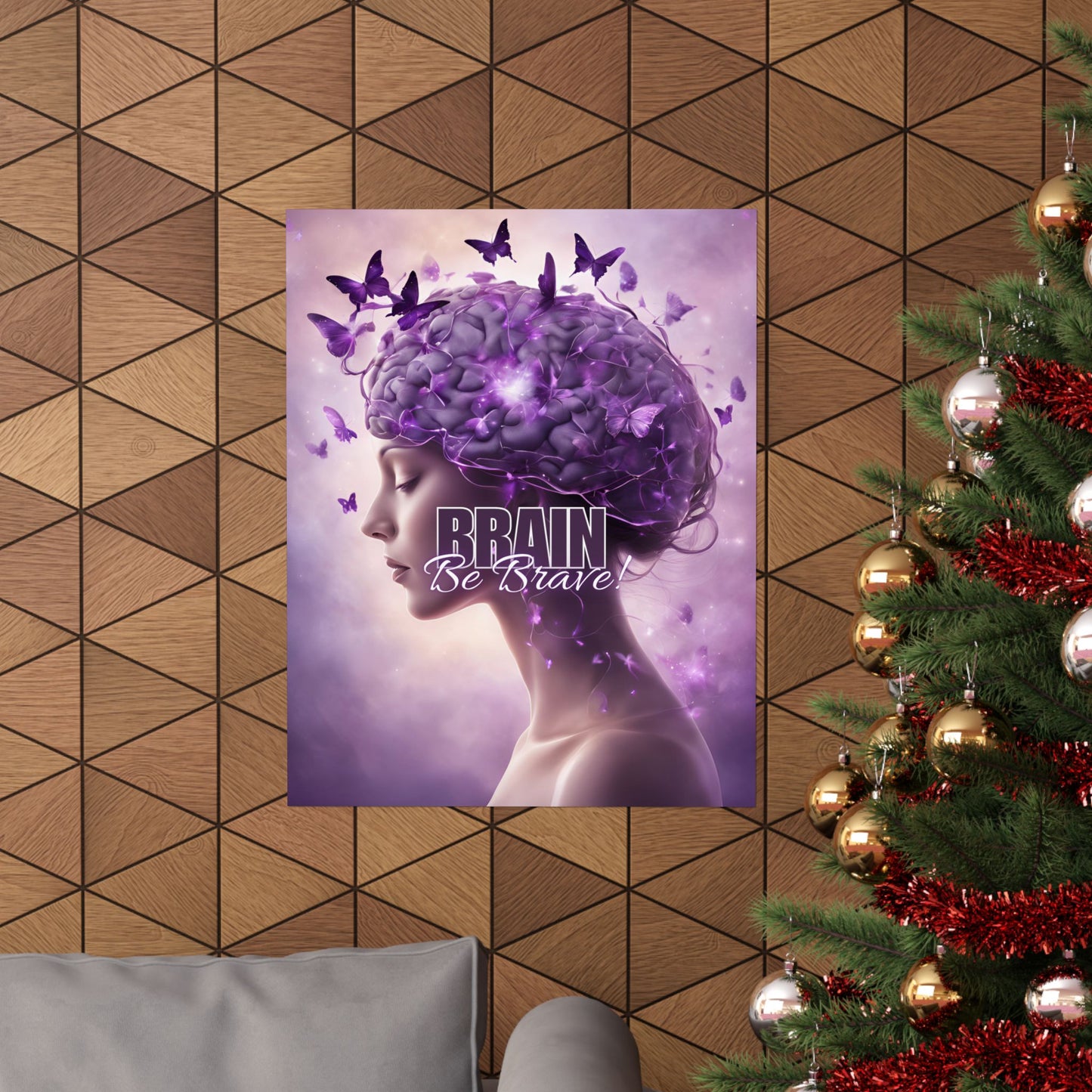 Purple Brain Be Brave Matte Vertical Posters