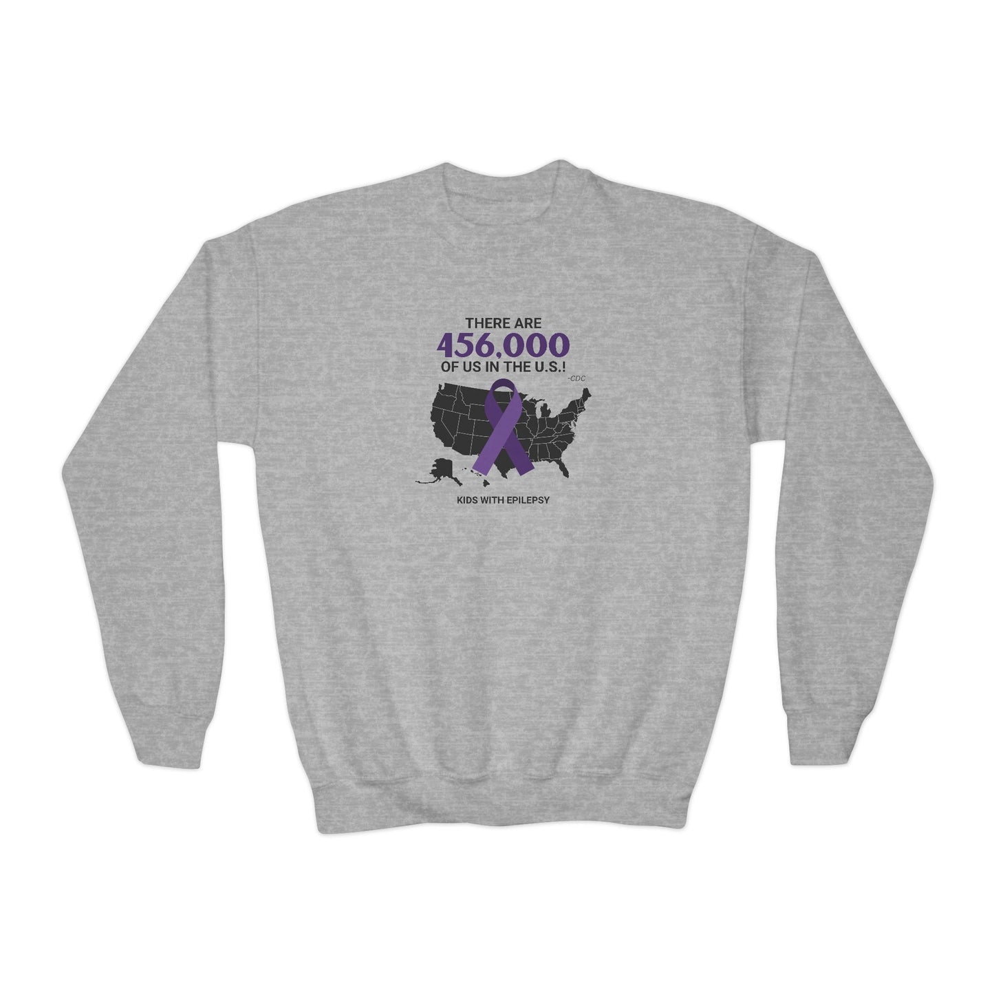 456,000 of Us Epilepsy Awareness Youth Crewneck Sweatshirt