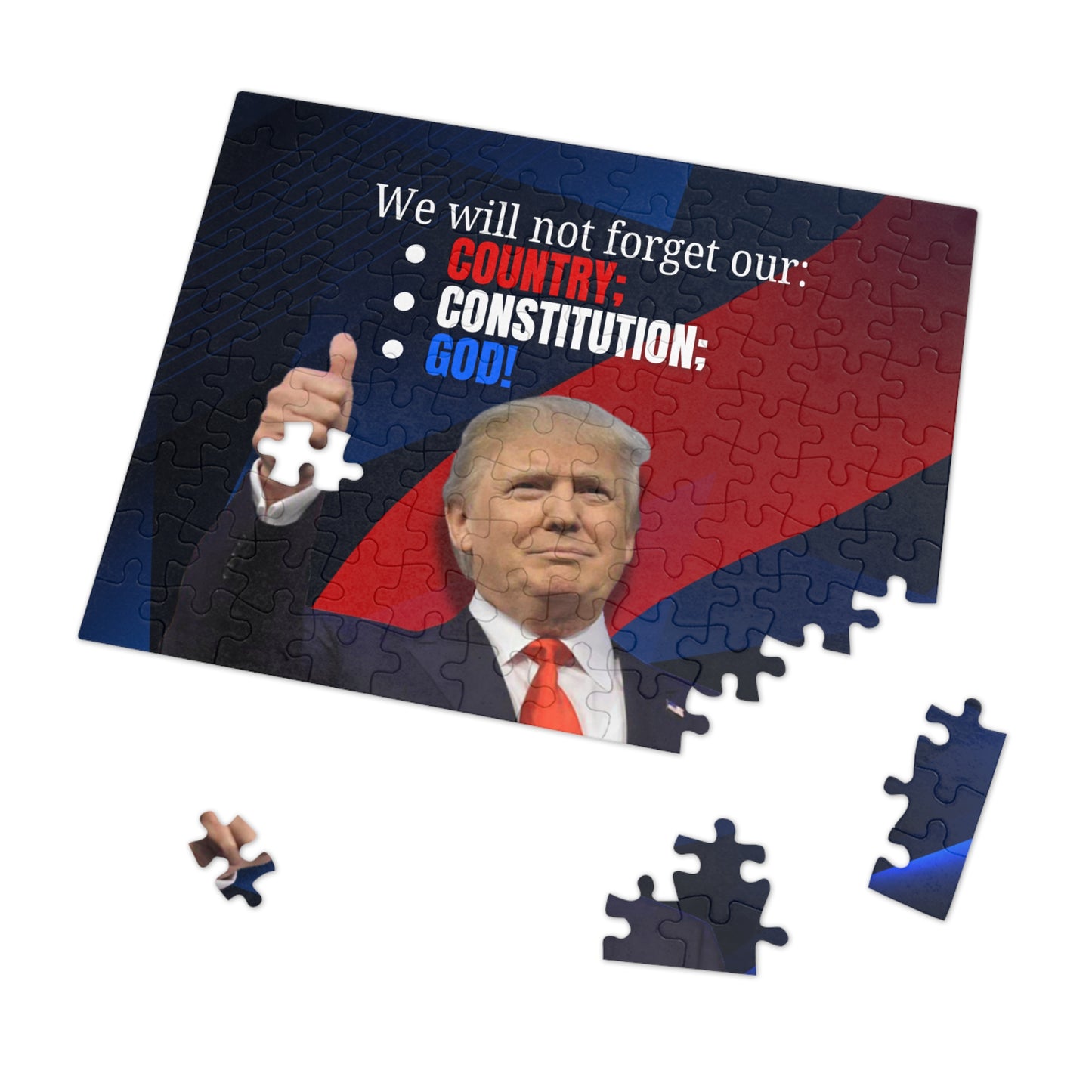 Donald Trump Jigsaw Puzzle with Tin