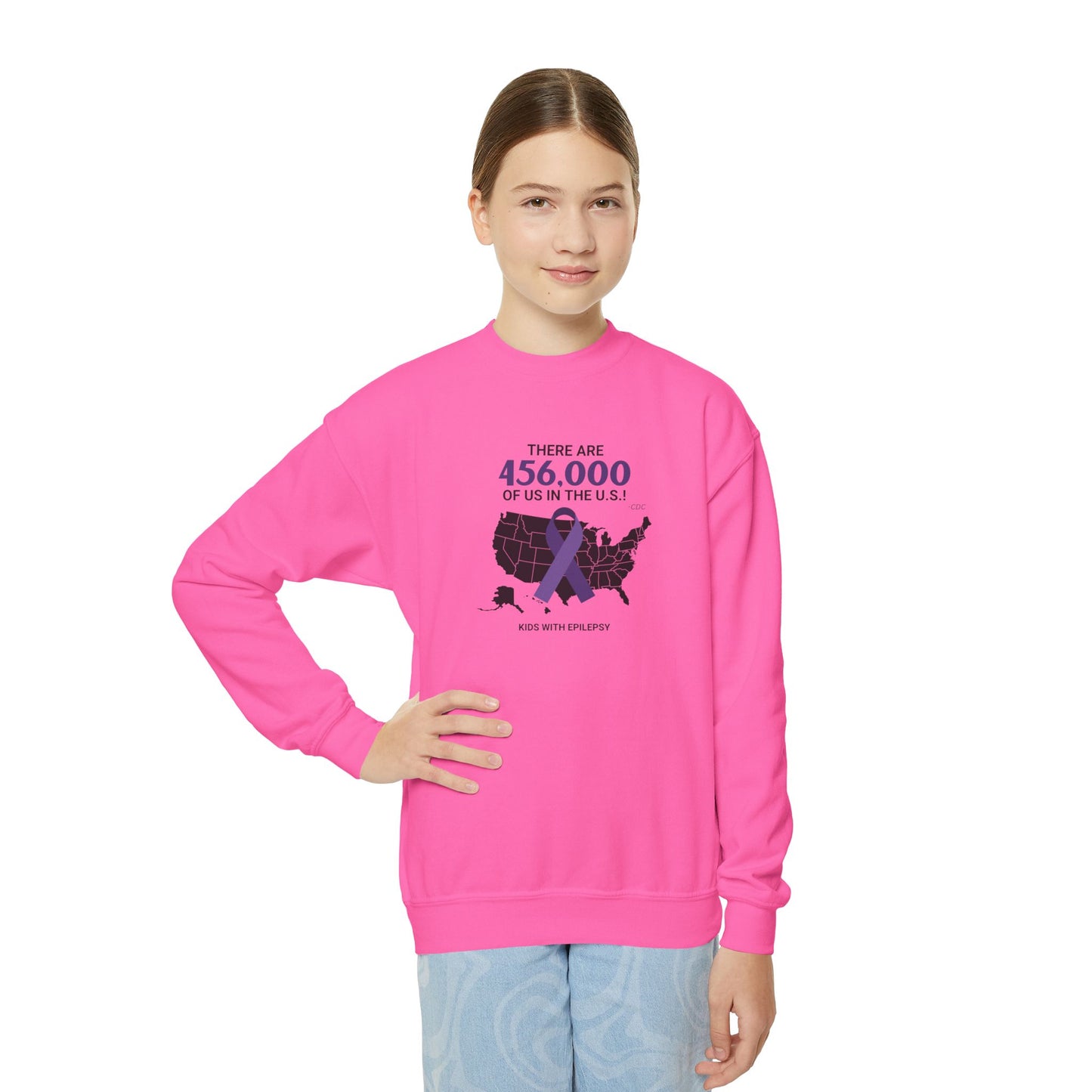 456,000 of Us Epilepsy Awareness Youth Crewneck Sweatshirt