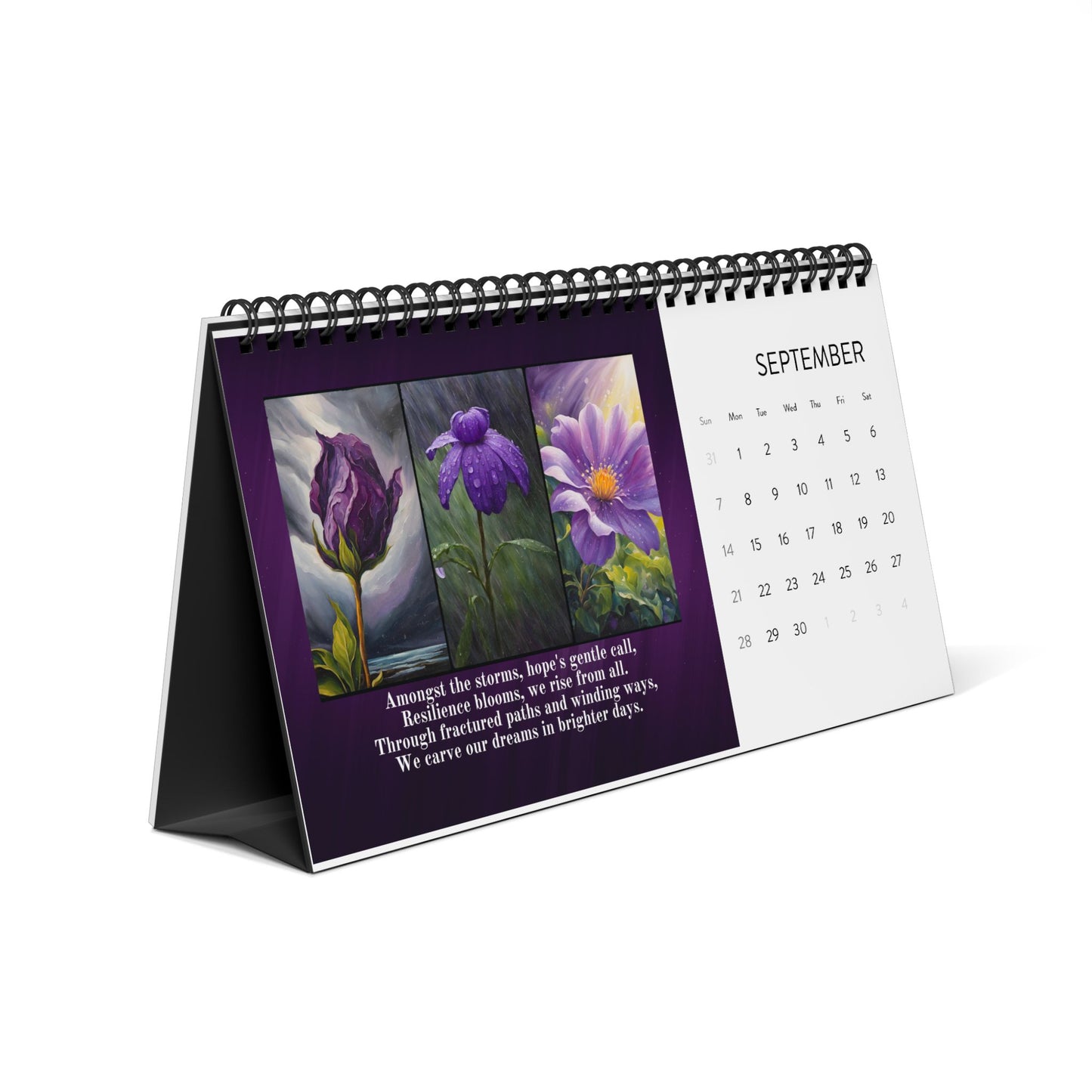 Epilepsy Art & Poetry Month-by-Month Desktop Calendar (2025 grid)