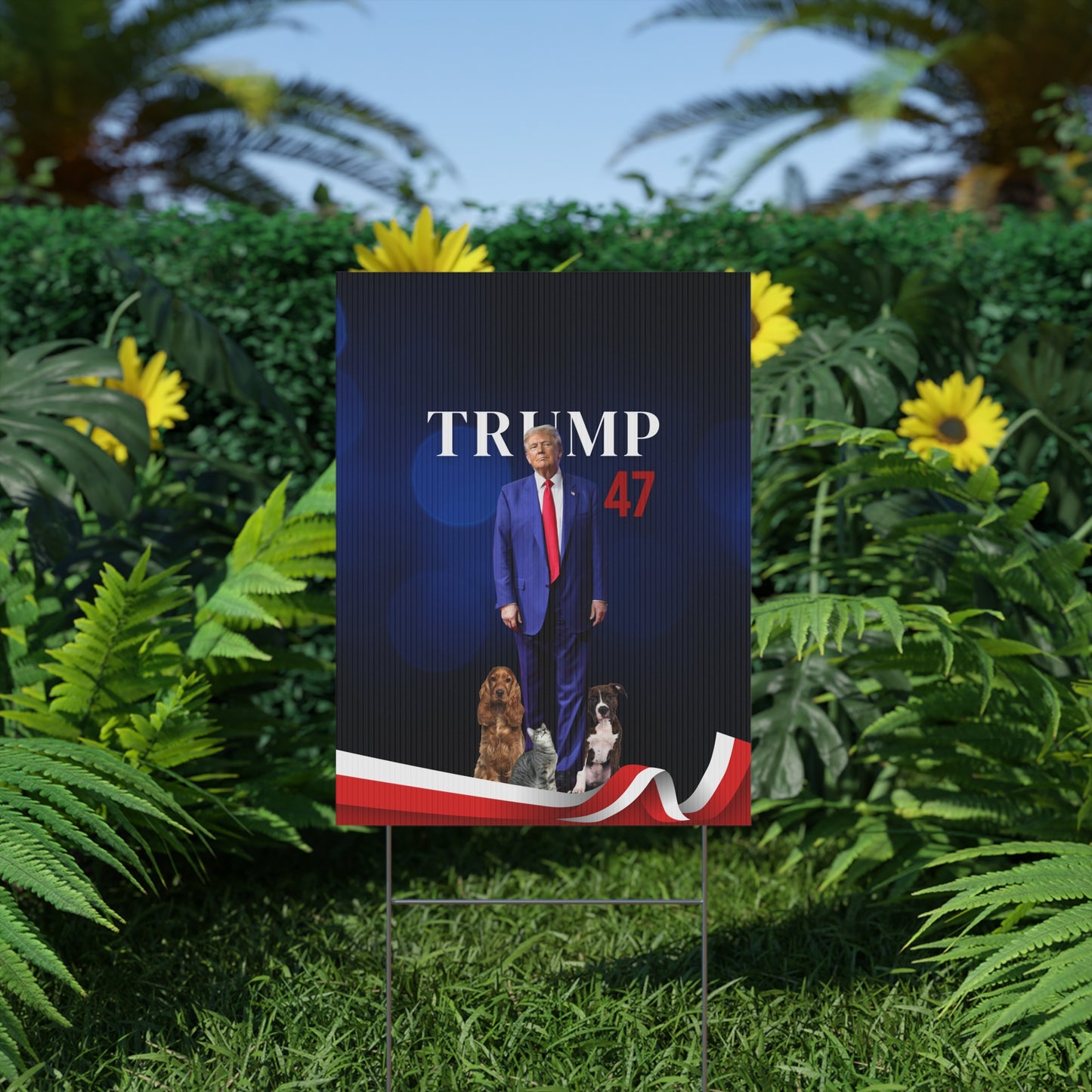 Trump 47 Plastic Yard Sign - Celebrate Political Support with Pets