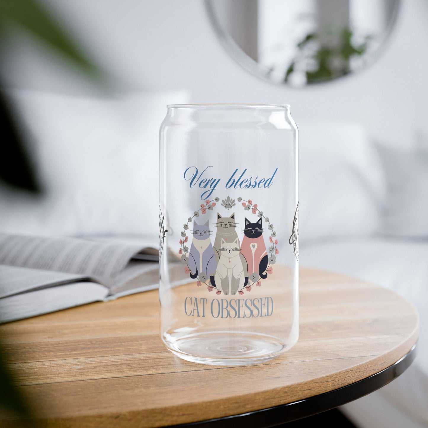 Very Blessed Cat Obsessed Sipper Glass, 16oz