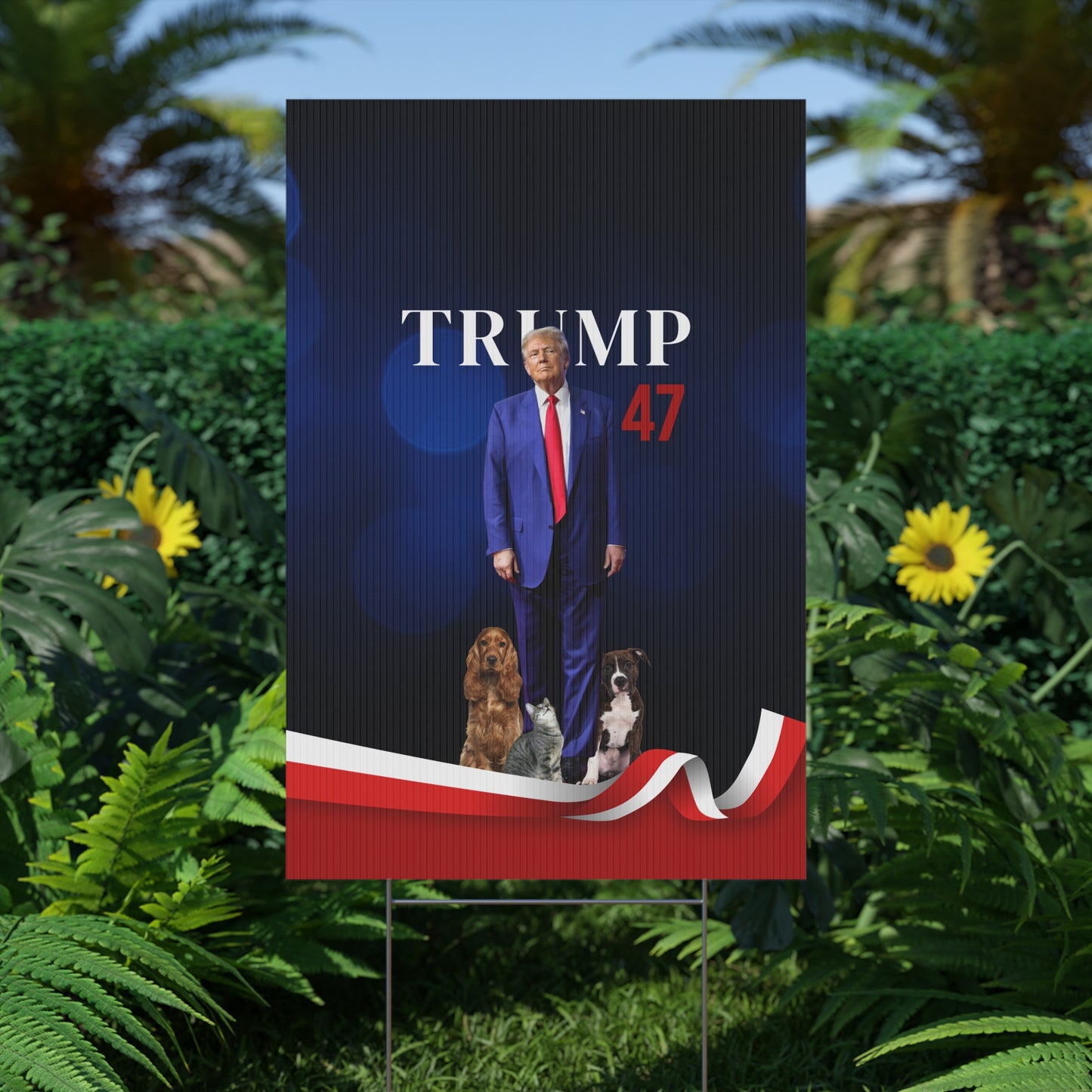 Trump 47 Plastic Yard Sign - Celebrate Political Support with Pets