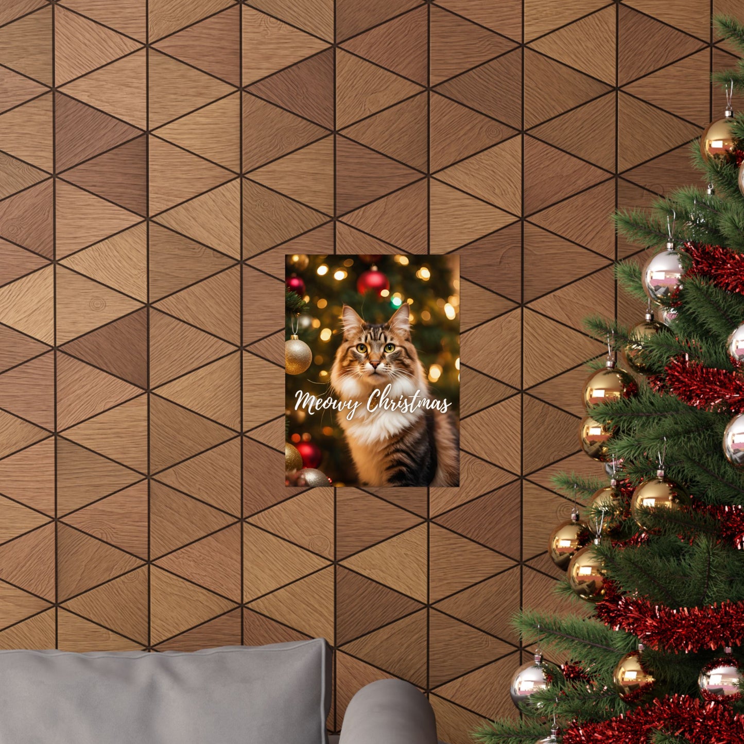 Meowy Christmas Kitty Matte Vertical Posters