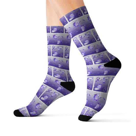 Purple Ribbon Butterfly Epilepsy Awareness Socks