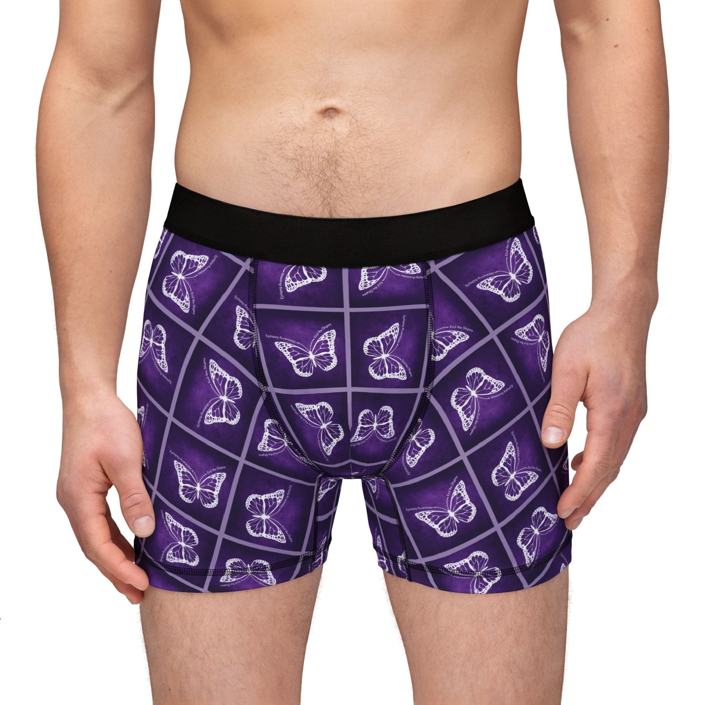 Epilepsy Awareness Men's Boxers with Purple Butterfly Design