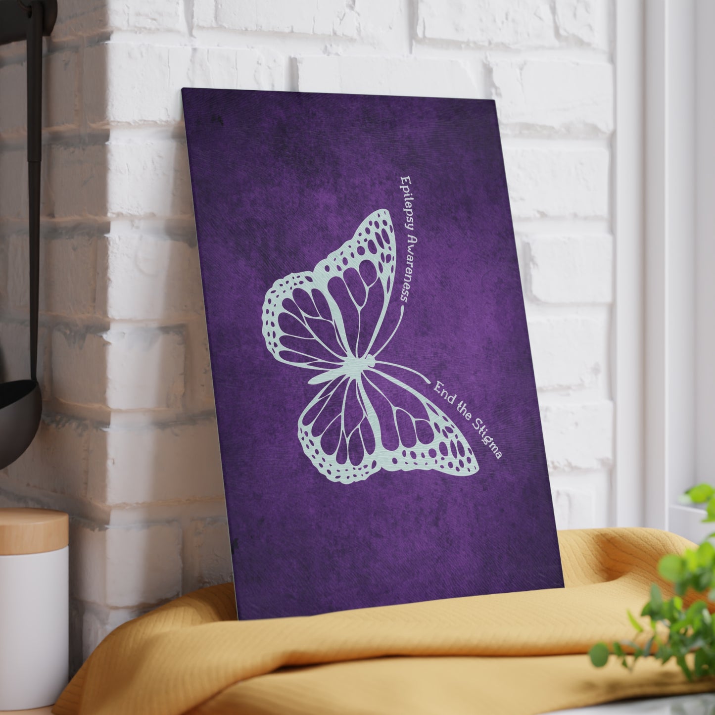 Epilepsy Awareness Glass Cutting Board - End the Stigma