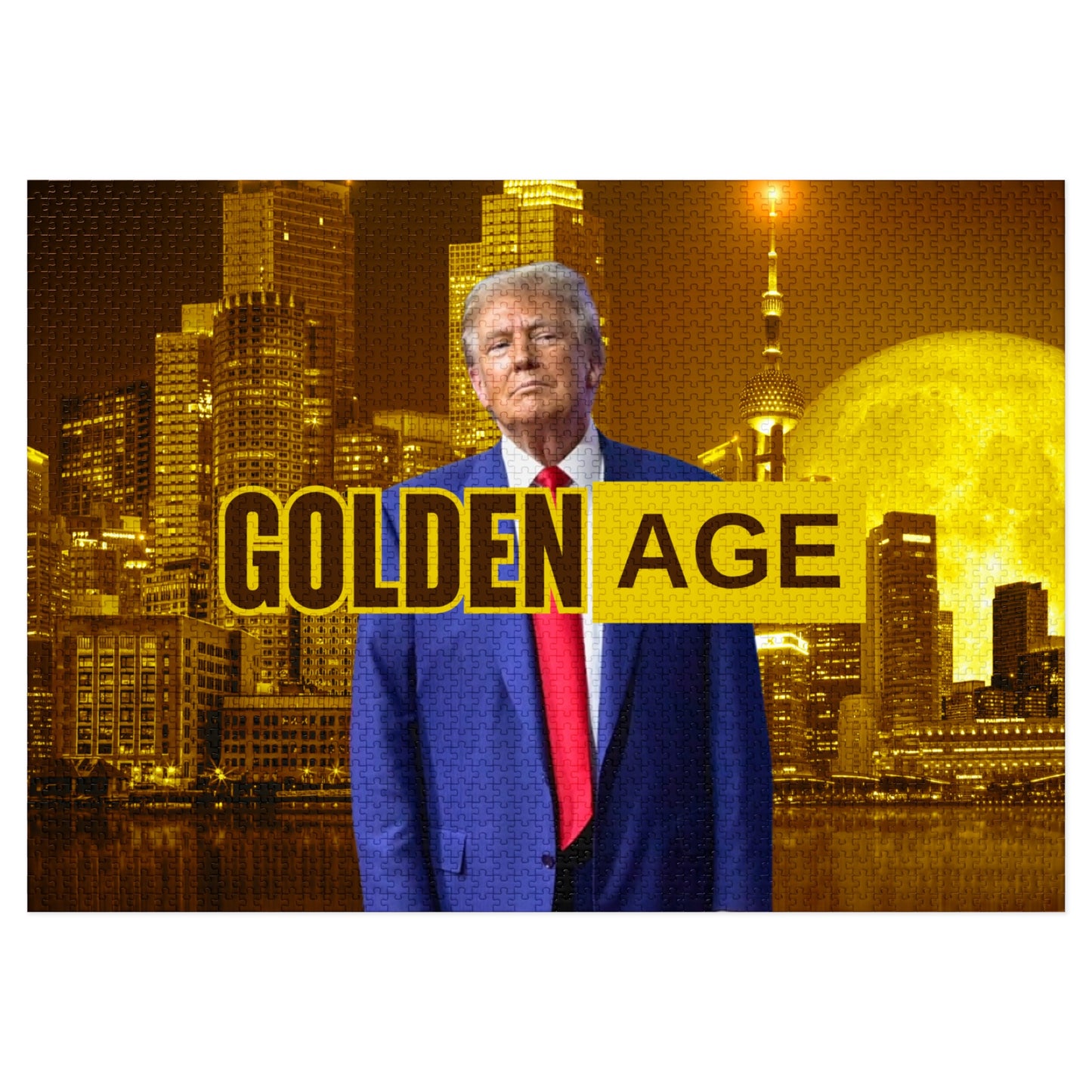 Trump's Golden Age Jigsaw Puzzle with Tin