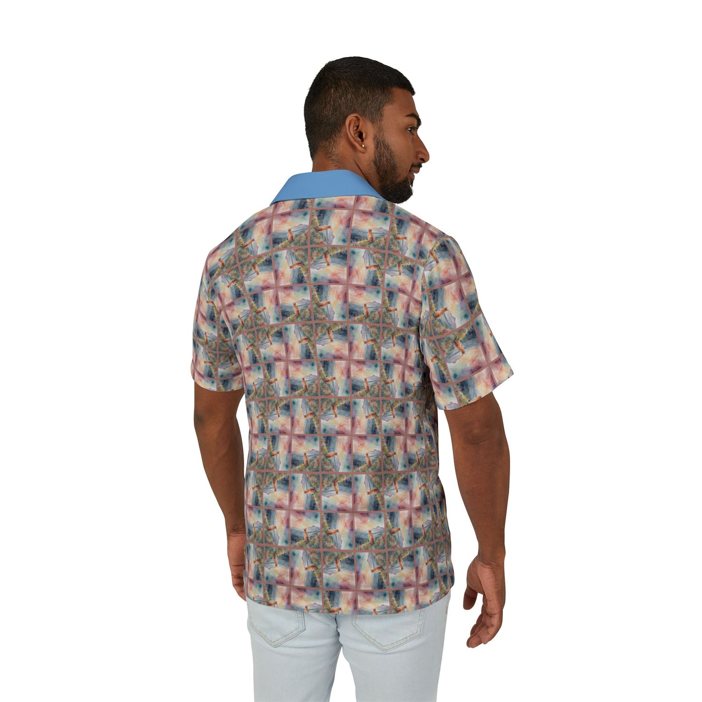 Watercolor Kitties Men's Hawaiian Camp Shirt