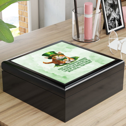 St. Patrick's Cat Jewelry Box