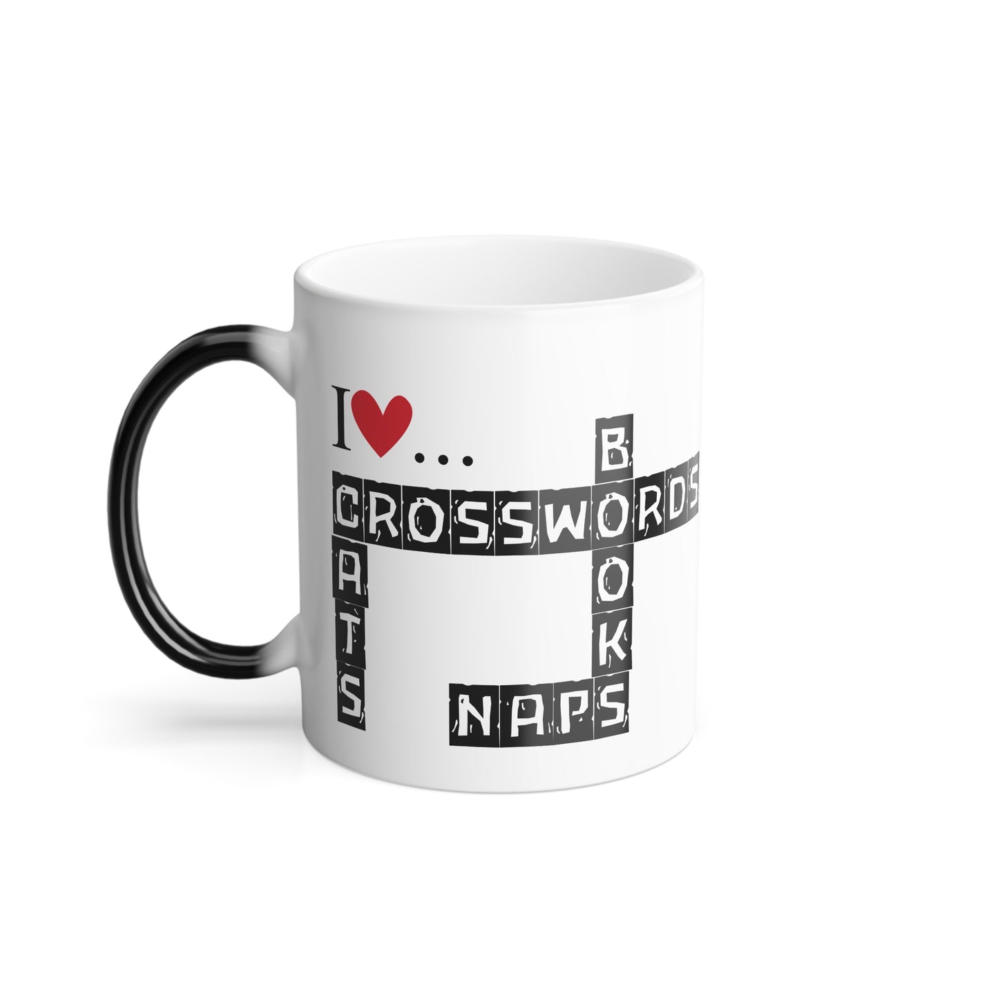 Crosswords & Cats Color Morphing Mug, 11oz