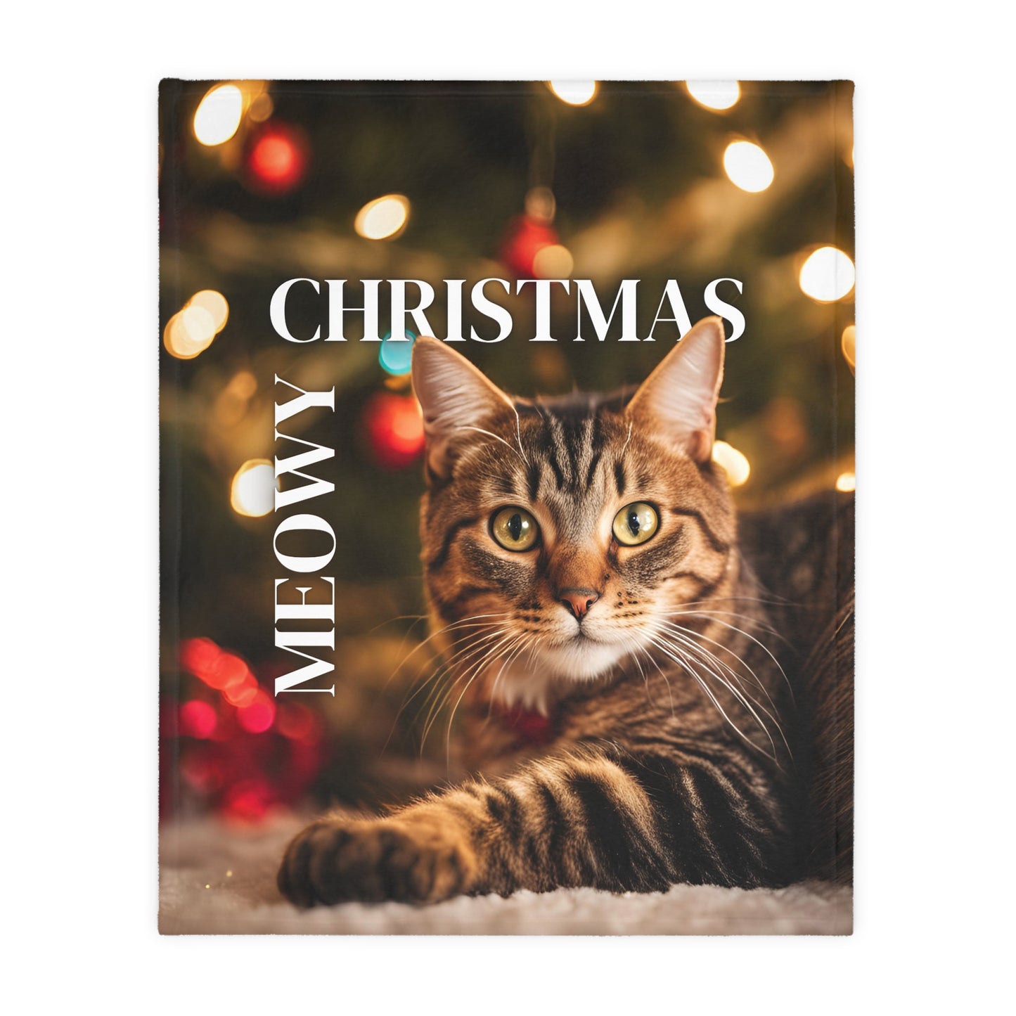 Meowy Christmas Velveteen Microfiber Blanket (Two-sided print)