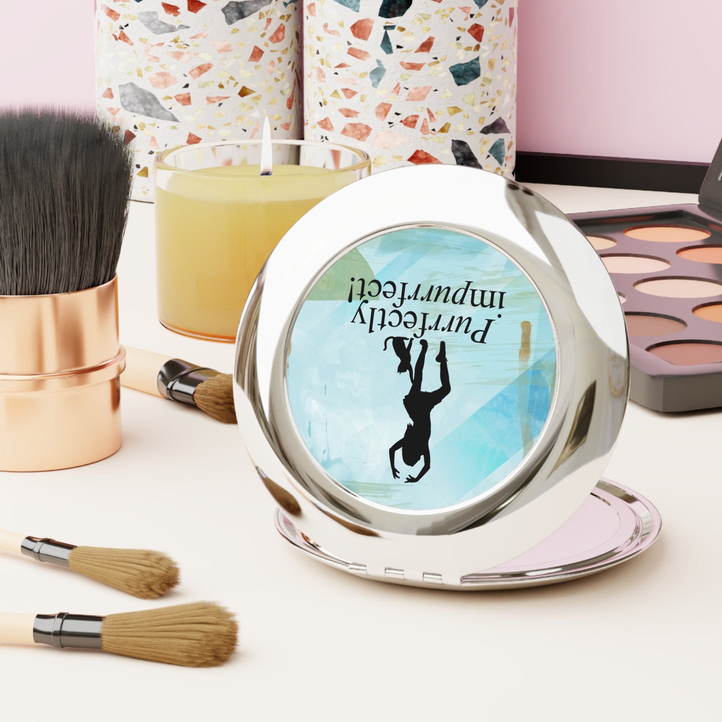 Purrfectly Impurrfect Compact Travel Mirror