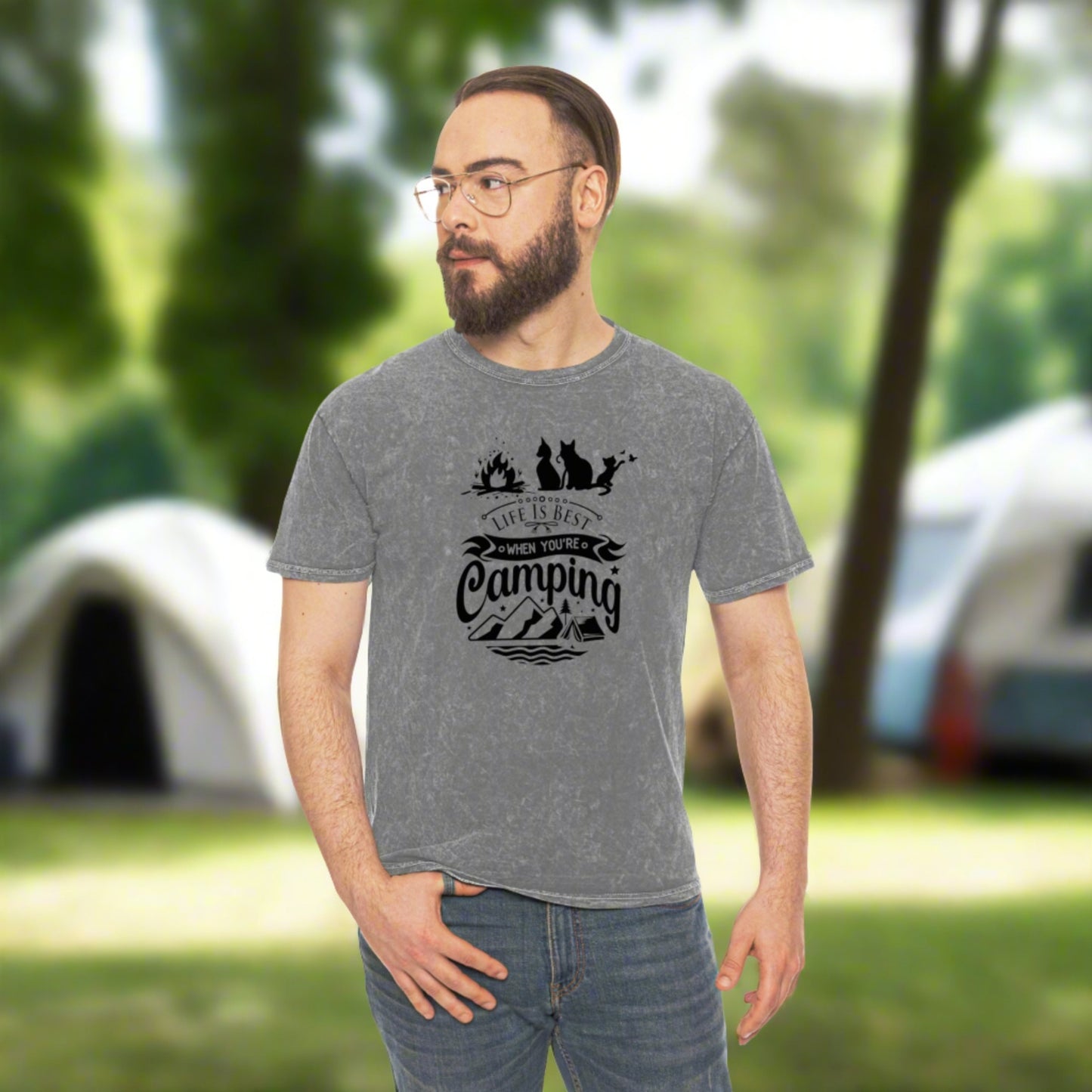 Camping Unisex Mineral Wash T - Shirt - T - Shirt - Epileptic Al’s Shop