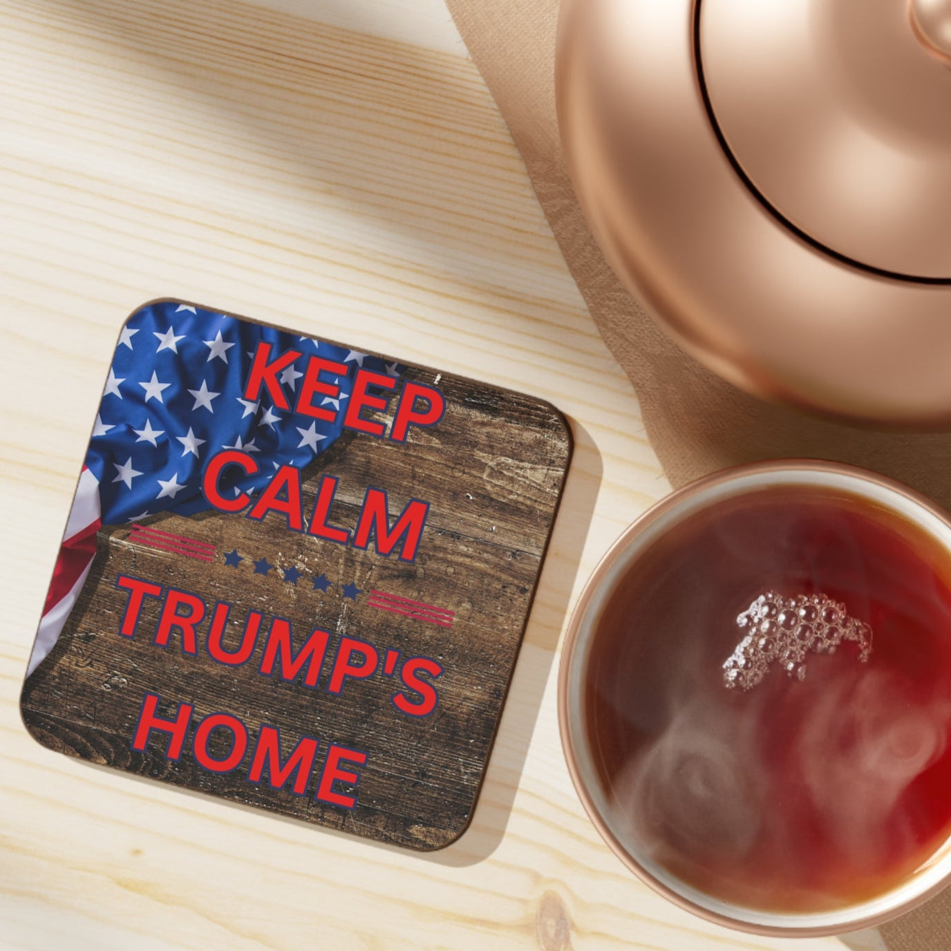 Keep Calm Trump's Home Hardboard Back Coaster