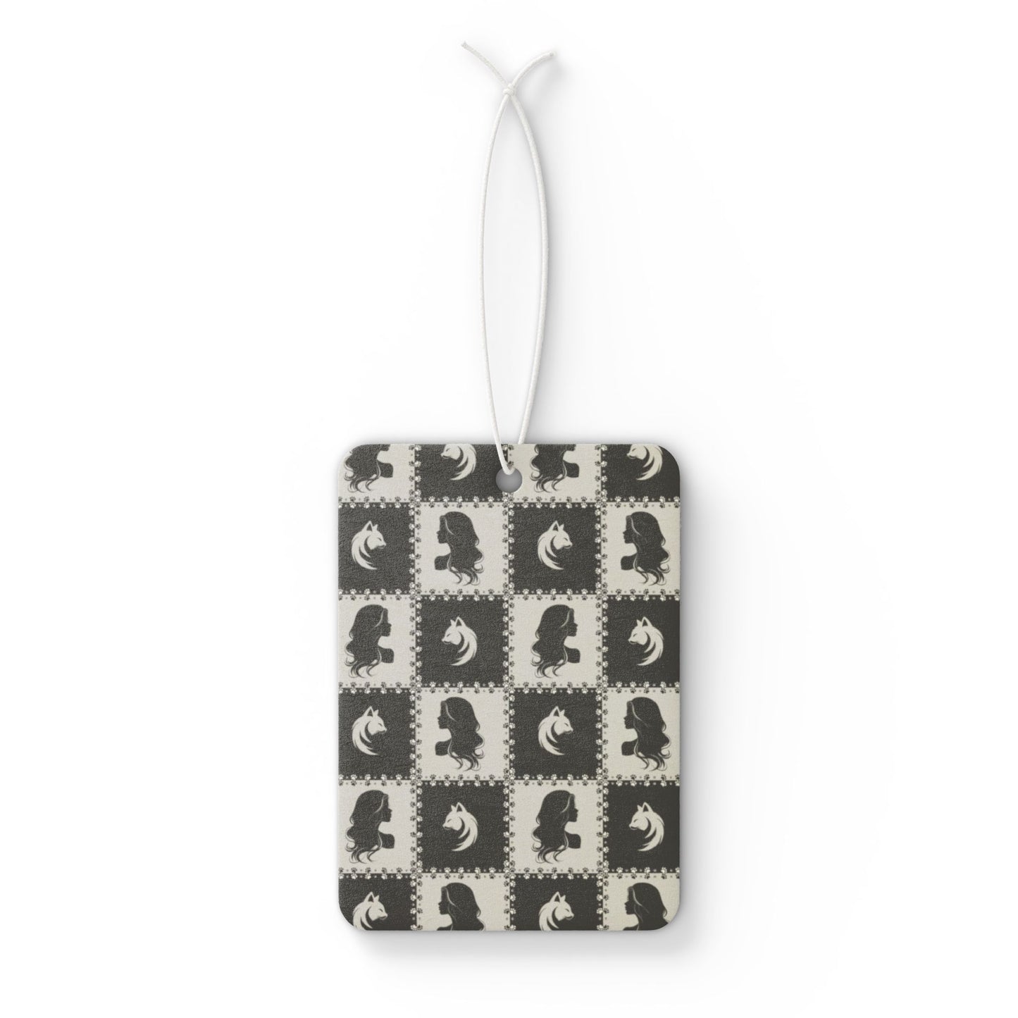 Black & White Cat Lady Car Air Freshener