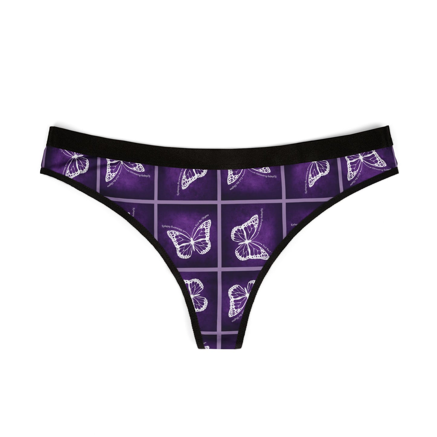 Purple Butterfly Print Women's Thongs - Epilepsy Awareness