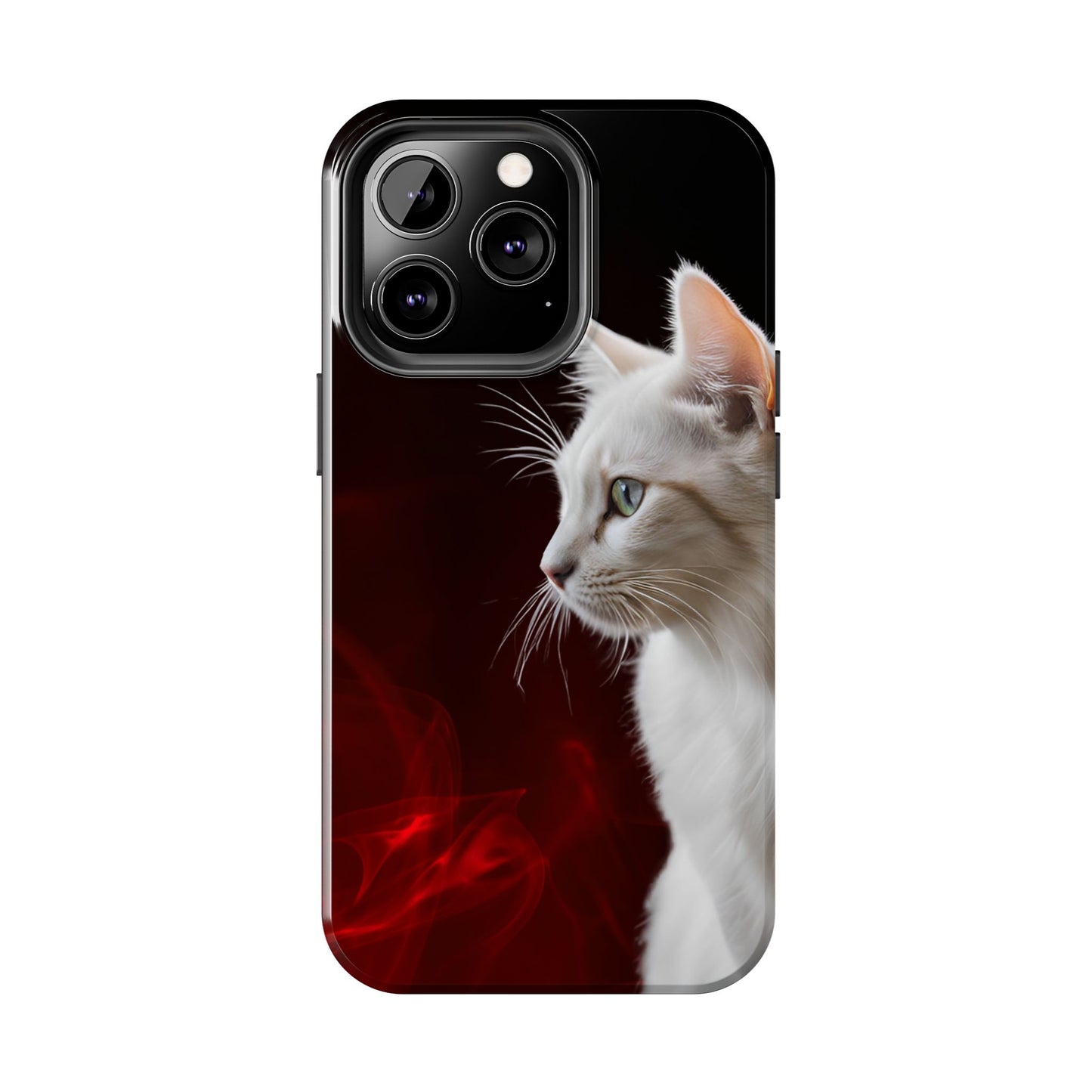 Stylish Tough Phone Case with White Cat Portrait - Perfect for Cat Lovers!