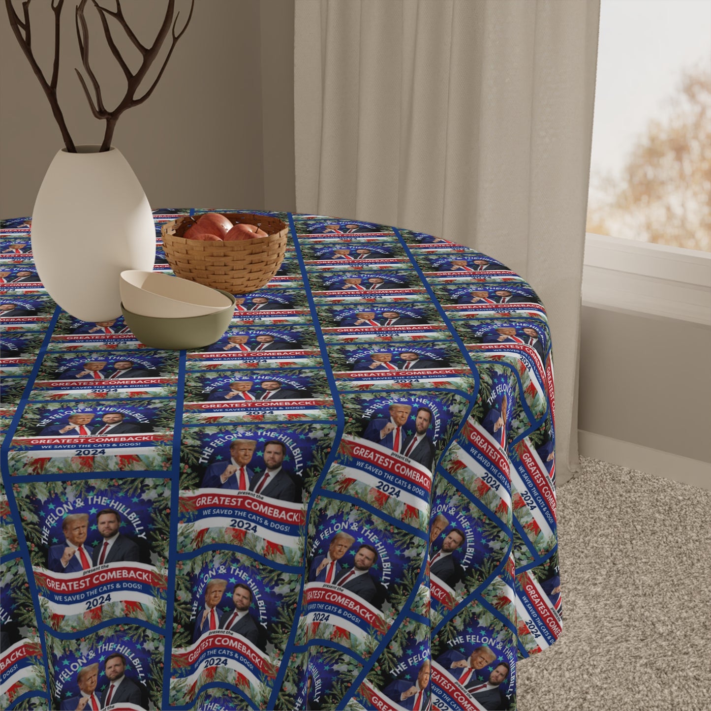 Felon & Hillbilly Greatest Comeback Christmas Tablecloth