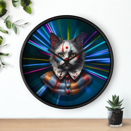 Playful Cat Wall Clock - Colorful Retro Vibe for Cat Lovers