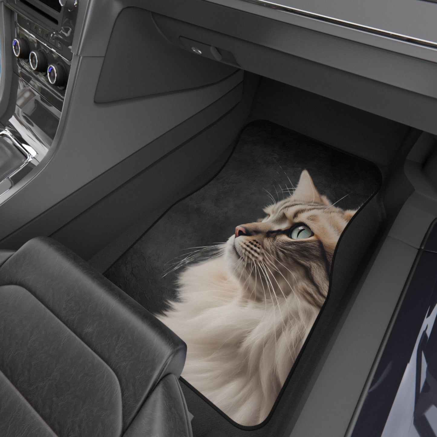 Elegant Cat-Themed Car Mats - Set of 4 | Pet Lover's Stylish Auto Accessories