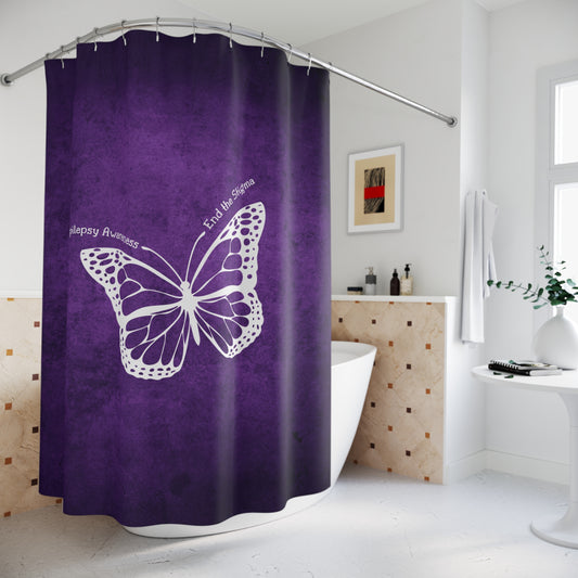 Epilepsy Awareness Butterfly Shower Curtain - End the Stigma