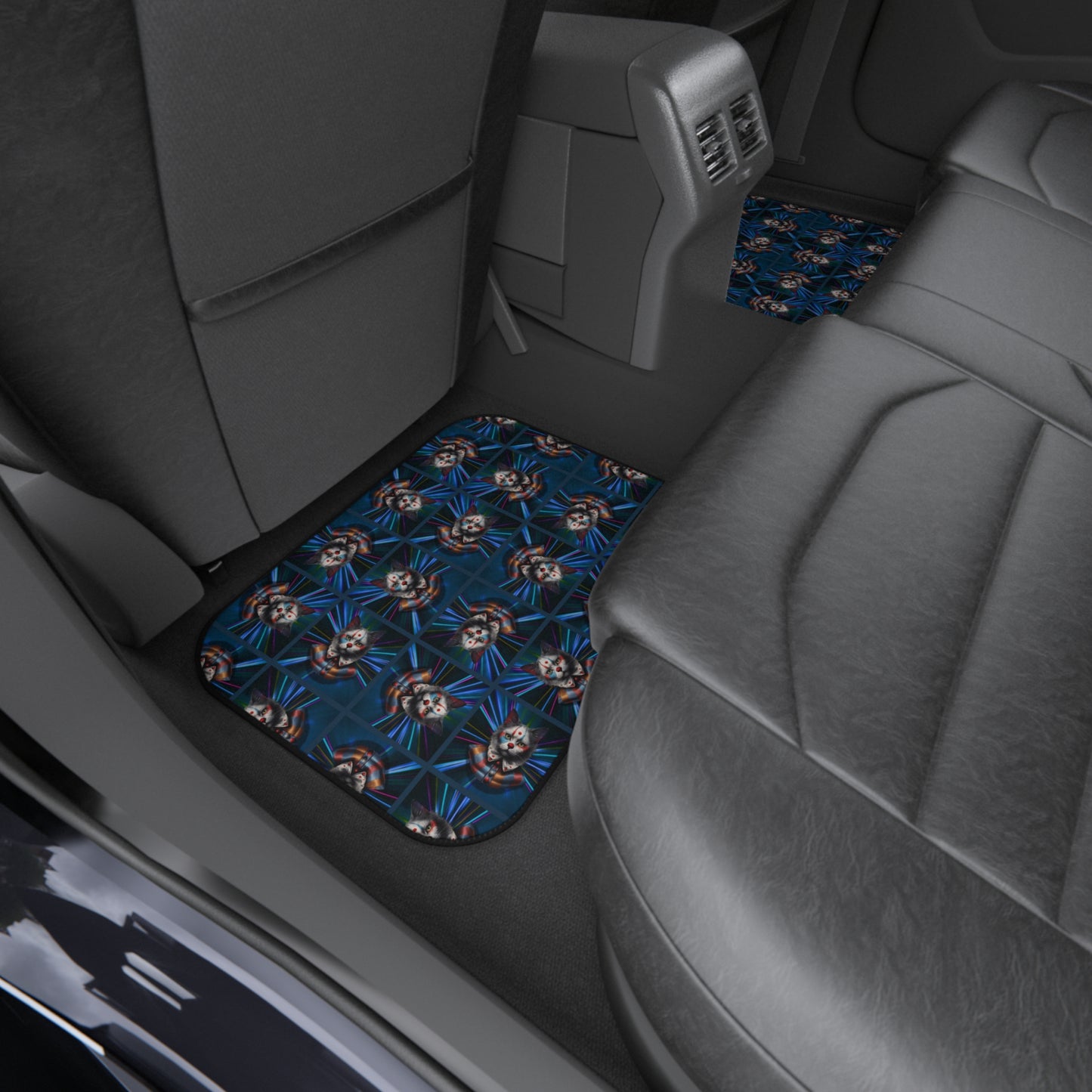 Clown Cat Design Car Mats - Set of 4 Heavy-Duty Floor Protectors