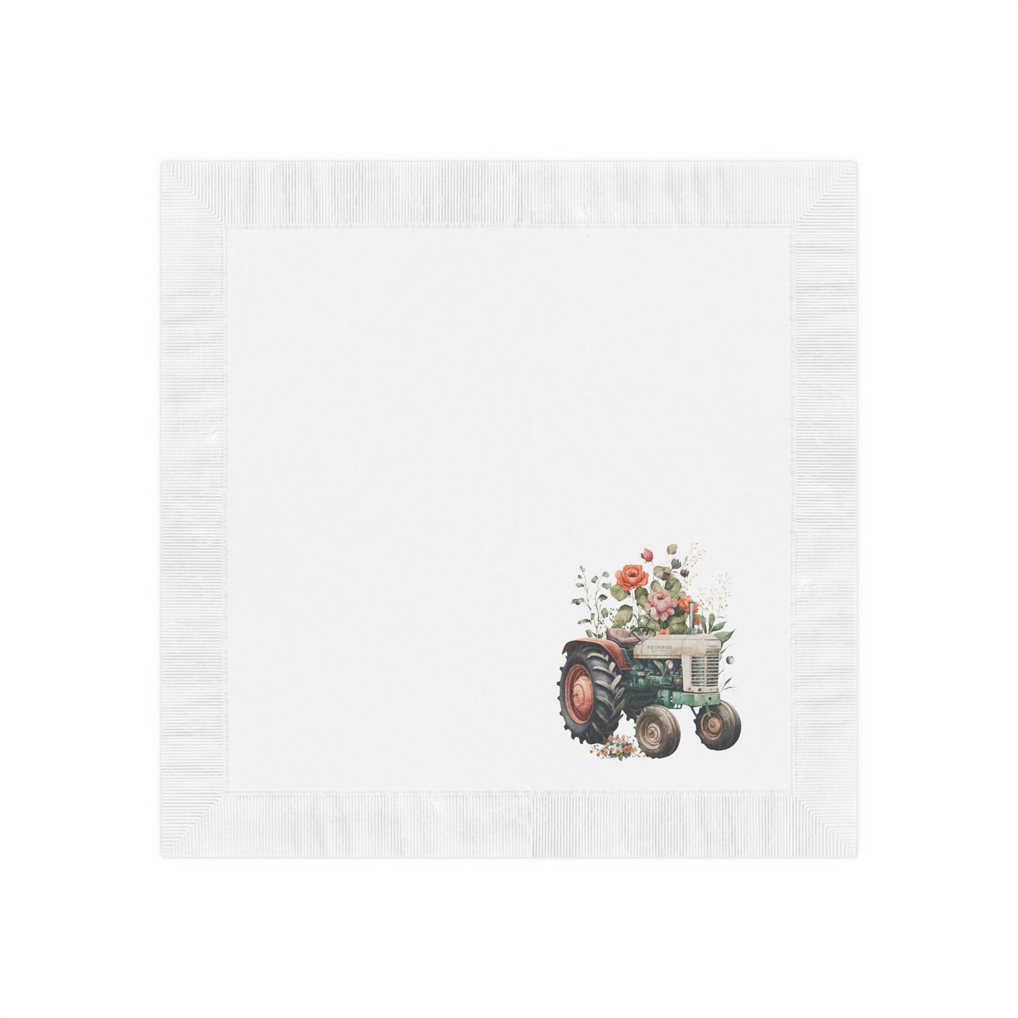 Vintage Tractor White Coined Napkins