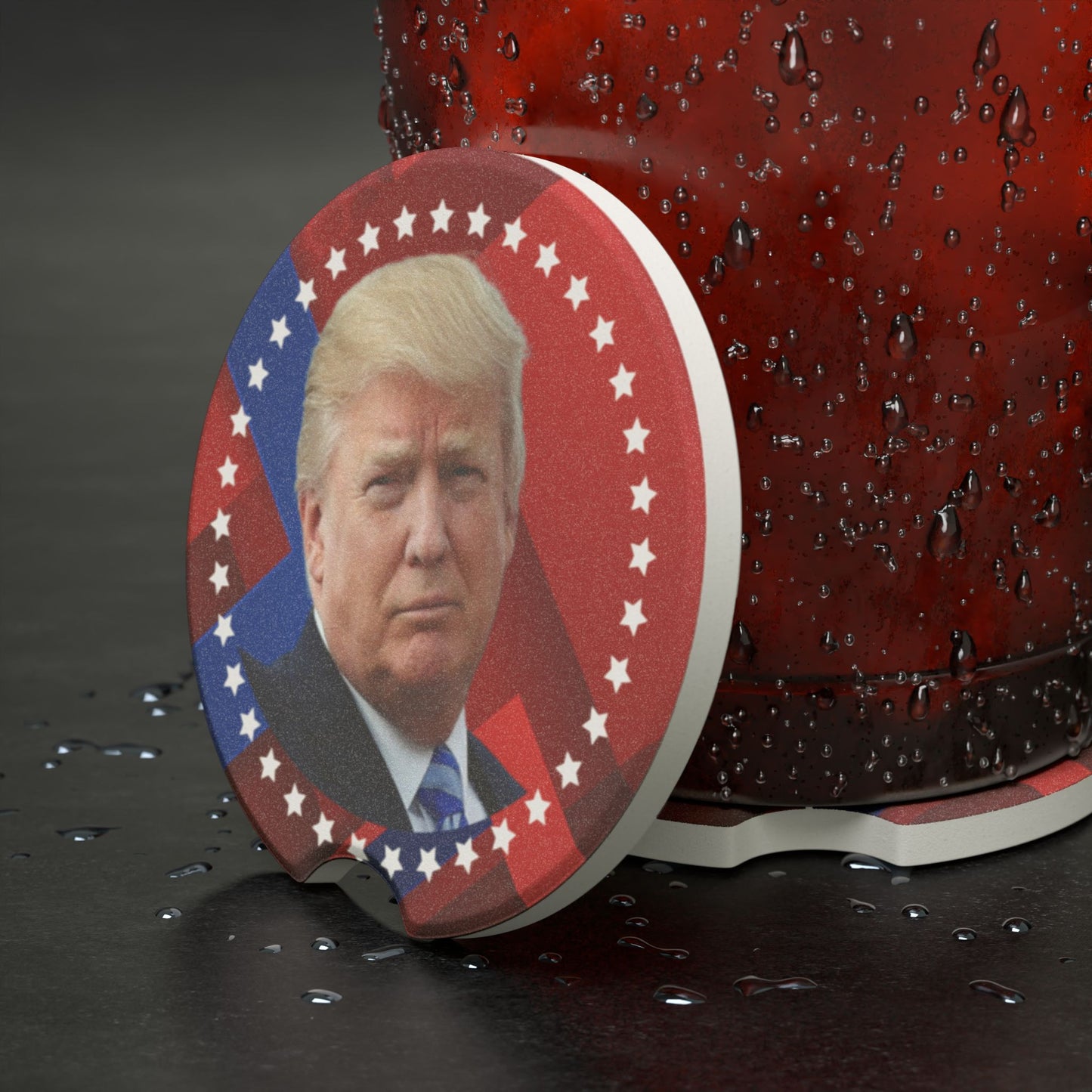 Patriotic Soapstone Car Coaster - Trump Design