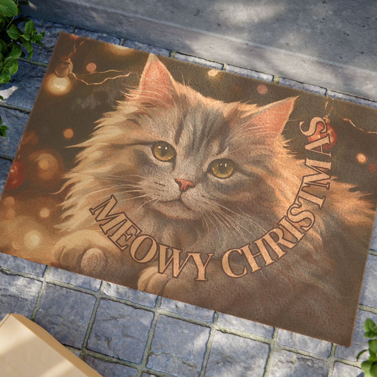 Meowy Christmas Fluffy Kitty Doormat