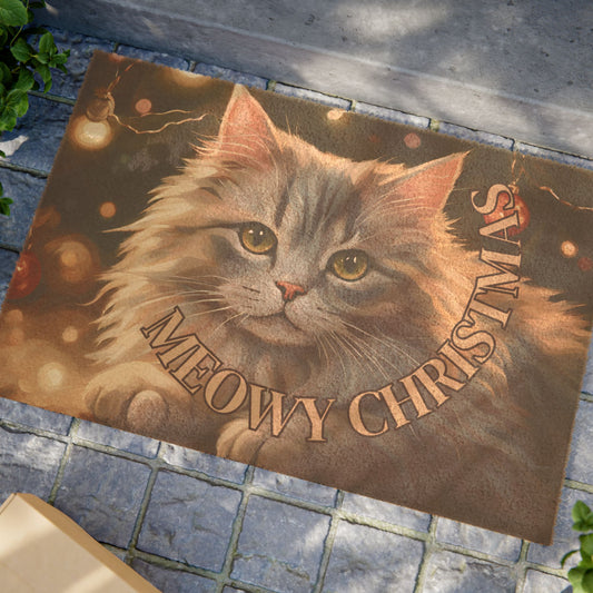 Meowy Christmas Fluffy Kitty Doormat