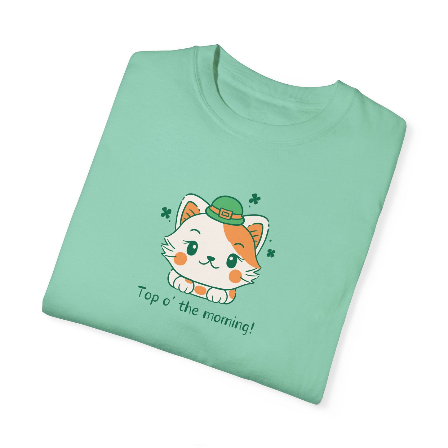 Shamrock Kitty Unisex Garment - Dyed T - shirt - T - Shirt - Epileptic Al’s Shop