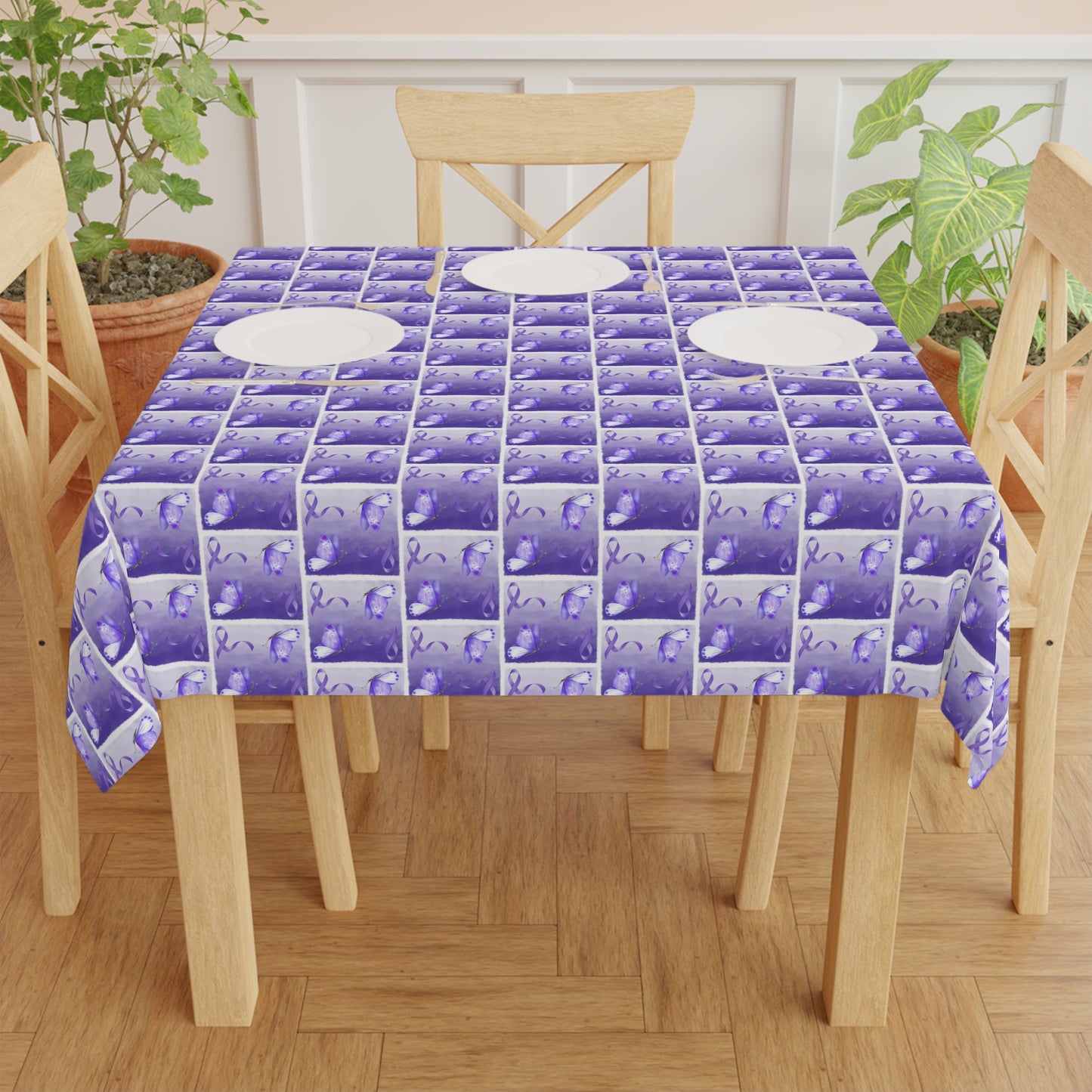 Purple Ribbon Butterfly Epilepsy Awareness Tablecloth