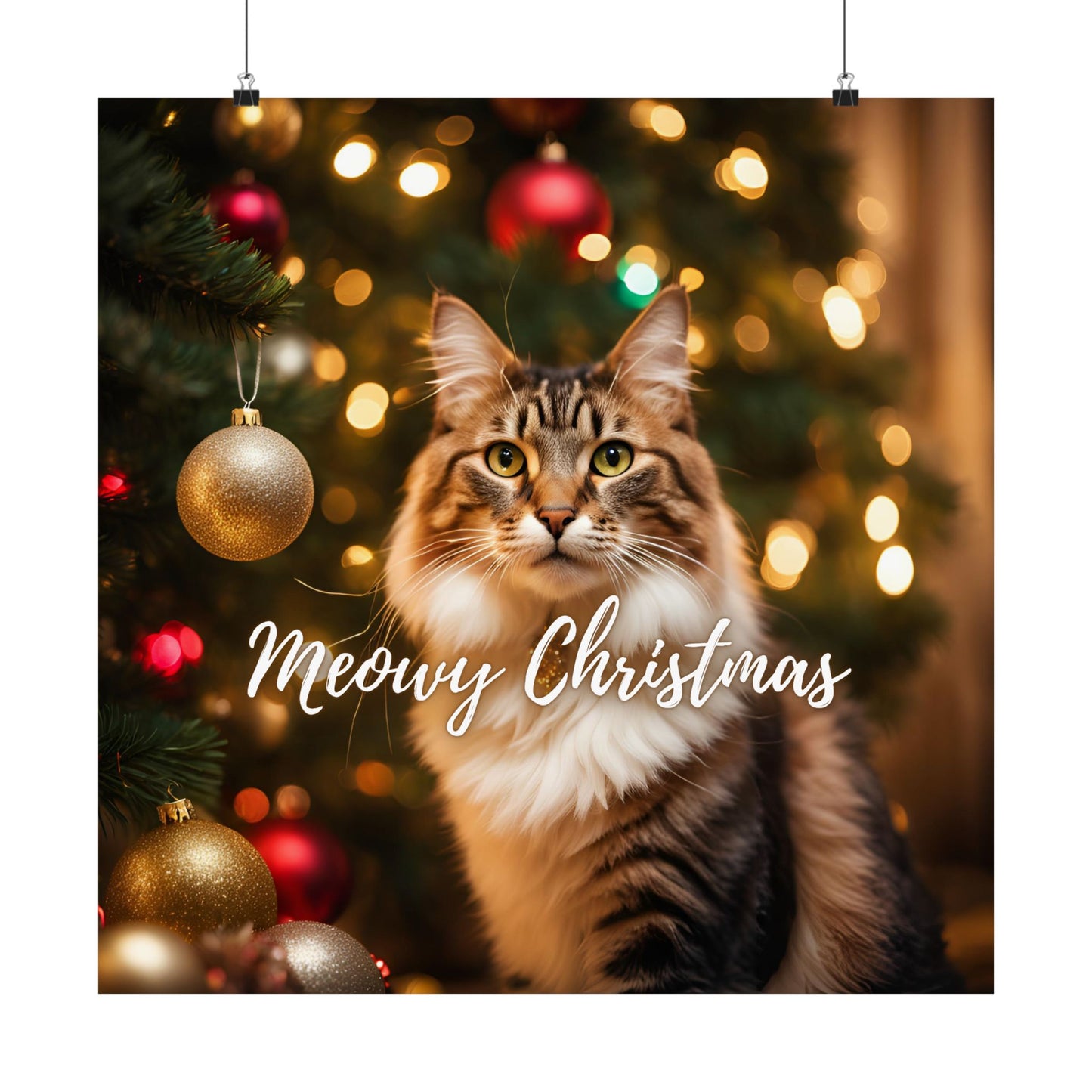 Meowy Christmas Kitty Matte Vertical Posters