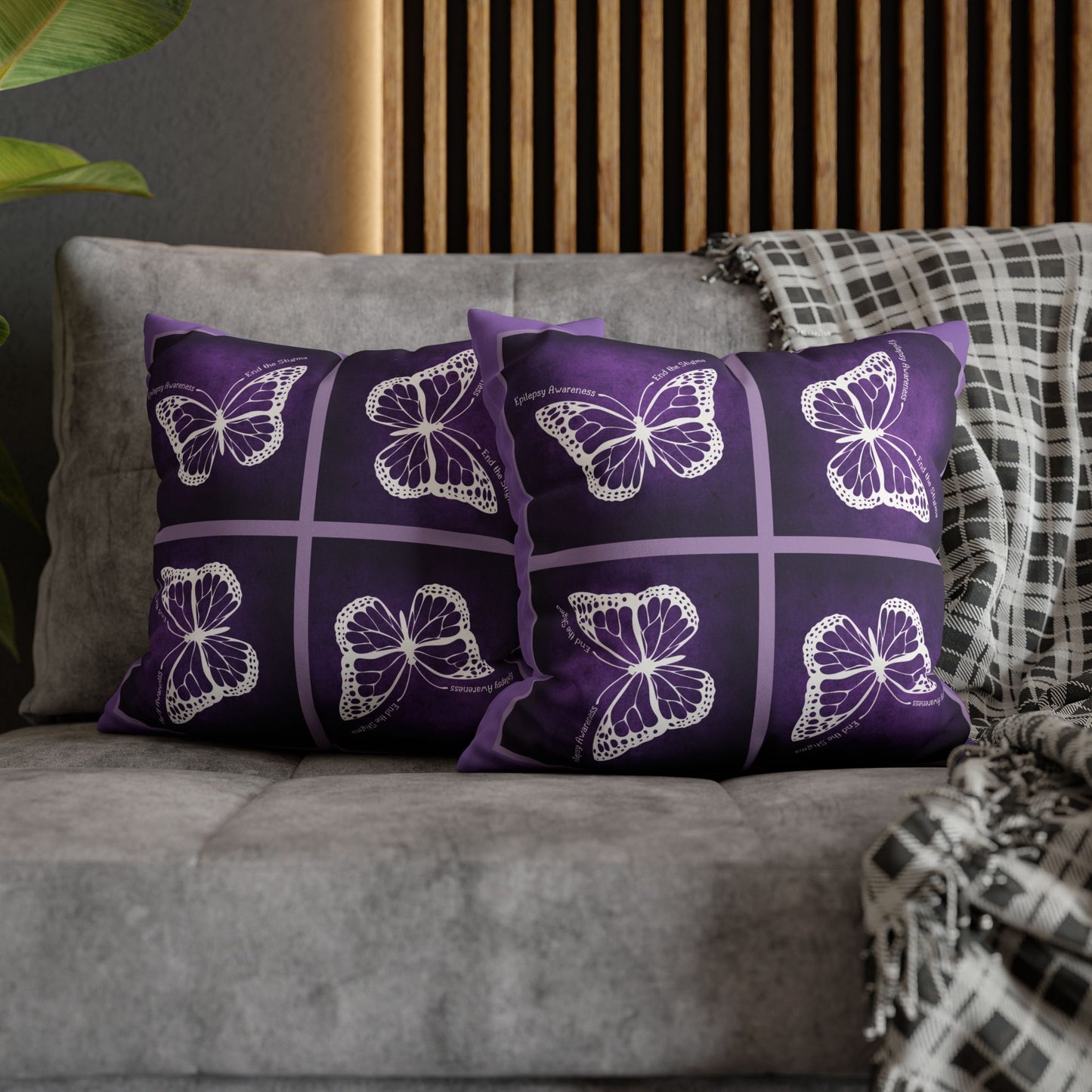 Butterfly Faux Suede Pillowcase for Epilepsy Awareness