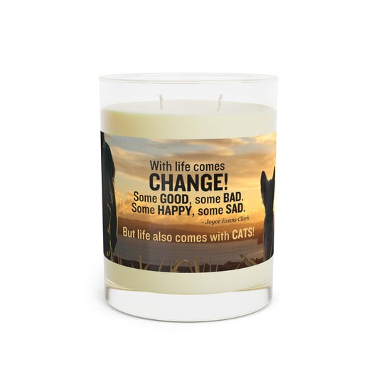 Life Comes with Cats Scented Candle - Full Glass, 11oz