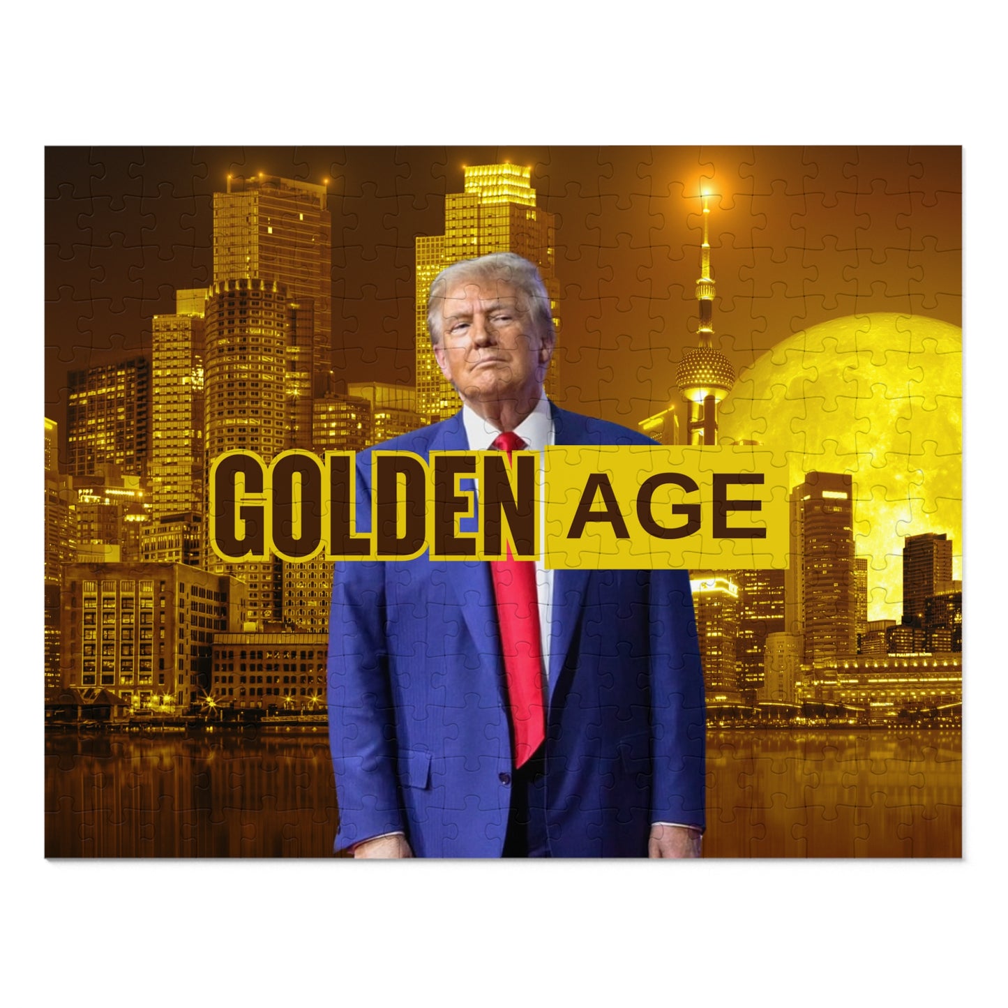 Trump's Golden Age Jigsaw Puzzle with Tin